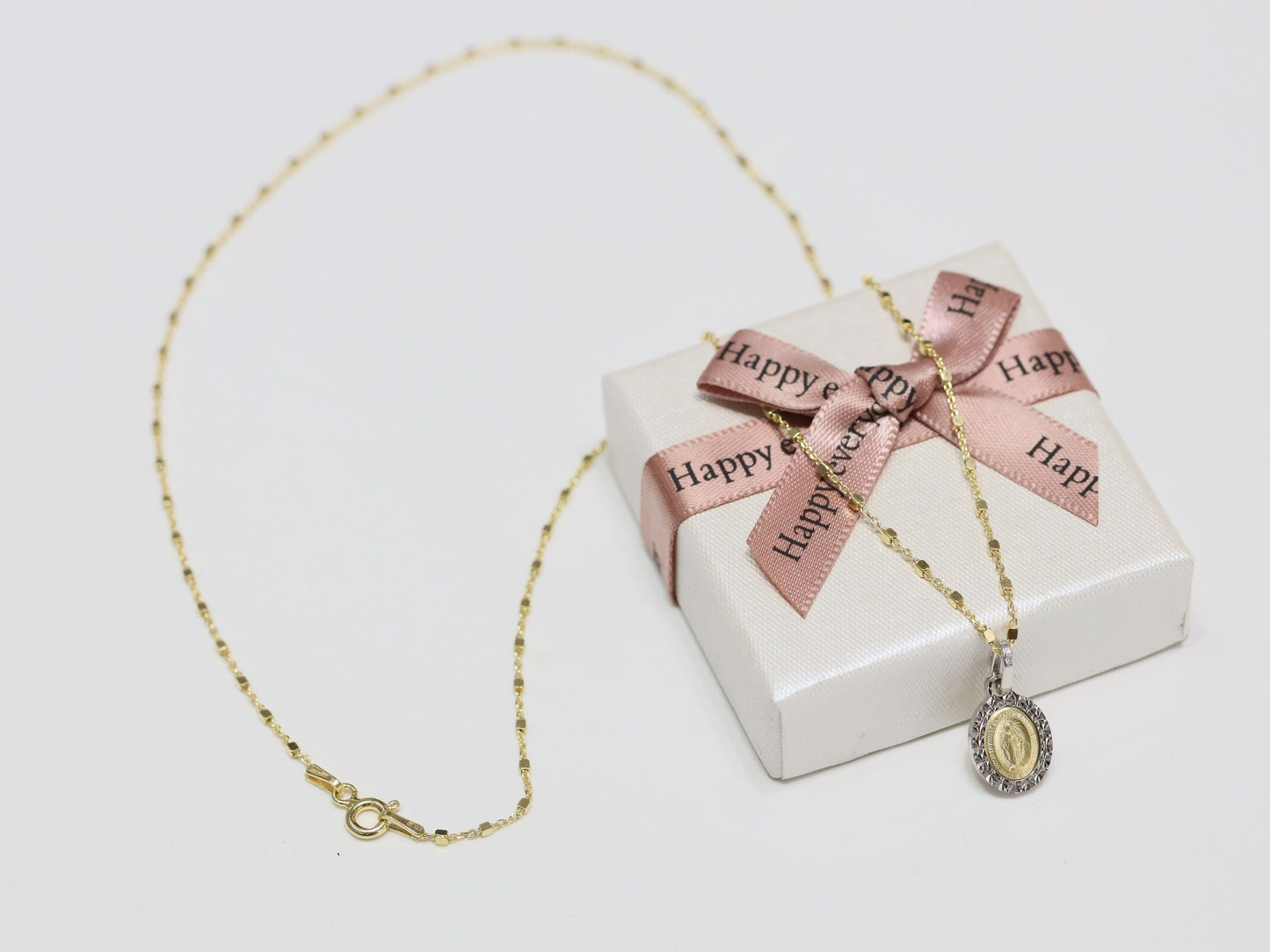 Delicate Two-Tone Miraculous Medal Necklace | Sterling Silver 925 | Minimalist Catholic Jewelry | very small and beautiful Miraculous Medal