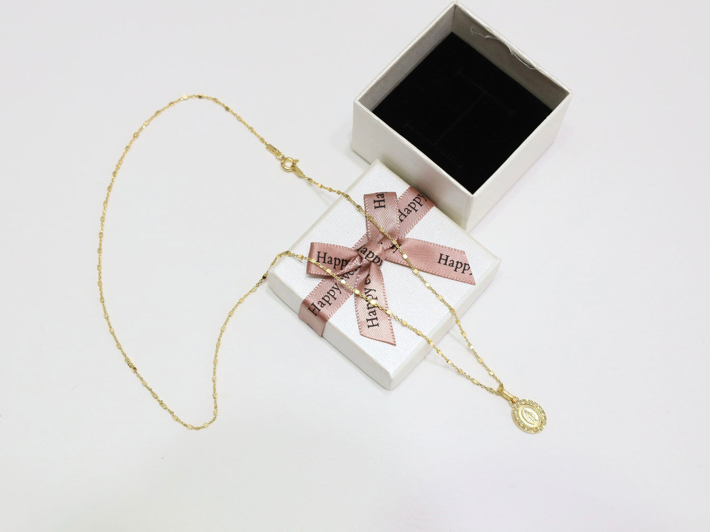 Delicate 18kt Gold Plated Sterling Silver Miraculous Medal Necklace pendant(Tiny, Dainty), 11x 9 mm Miraulous Medal for teenage girl
