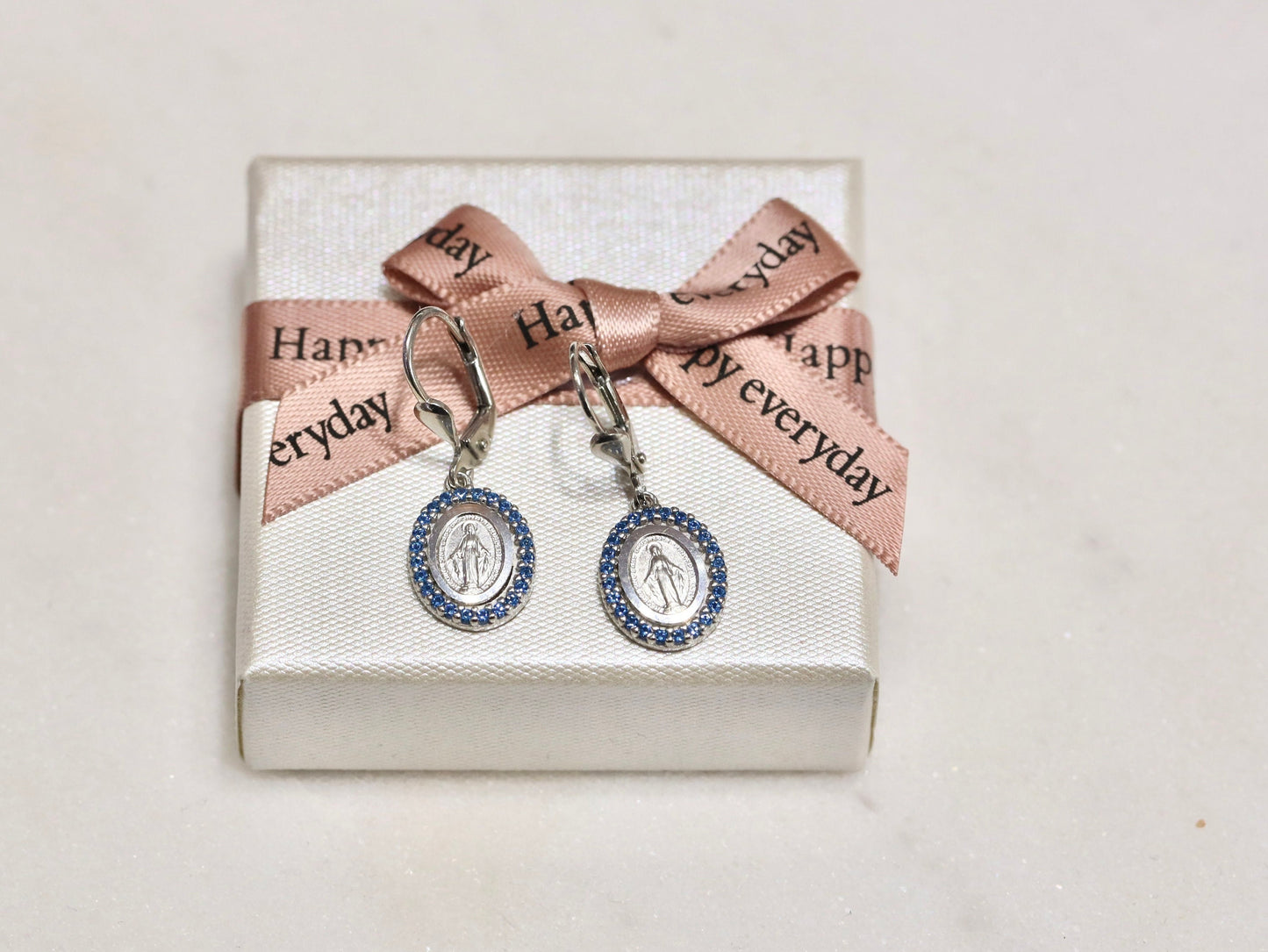 Dainty Miraculous Medal Earrings 13mm- Minted with High Level of Detail - Ideal Communion or Birthday Gift, gift for catholic teenage girl