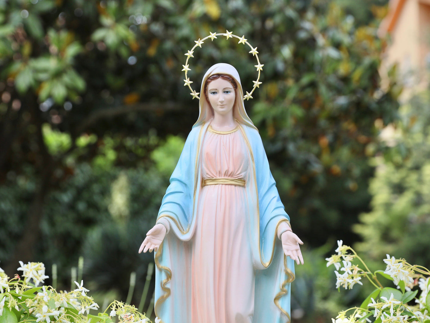 Estatua exterior de polvo de mármol fundido de Nuestra Señora de Gracia, estatua de Tihaljina, estatua de Medjugorje de 20 pulgadas, estatua de la Virgen María, estatua católica