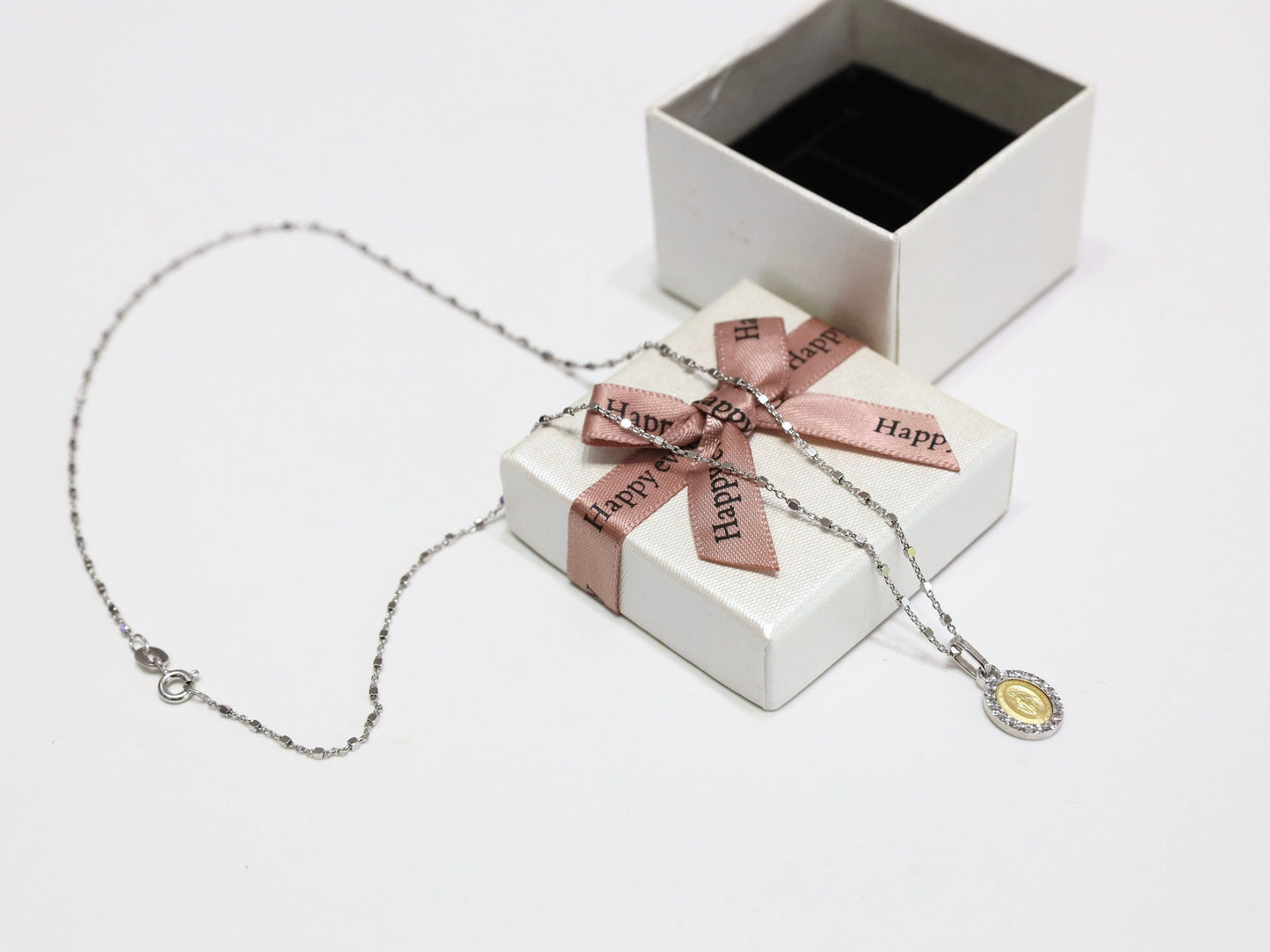 Delicate Two-Tone Miraculous Medal Necklace | Sterling Silver 925 | Minimalist Catholic Jewelry | very small and beautiful Miraculous Medal