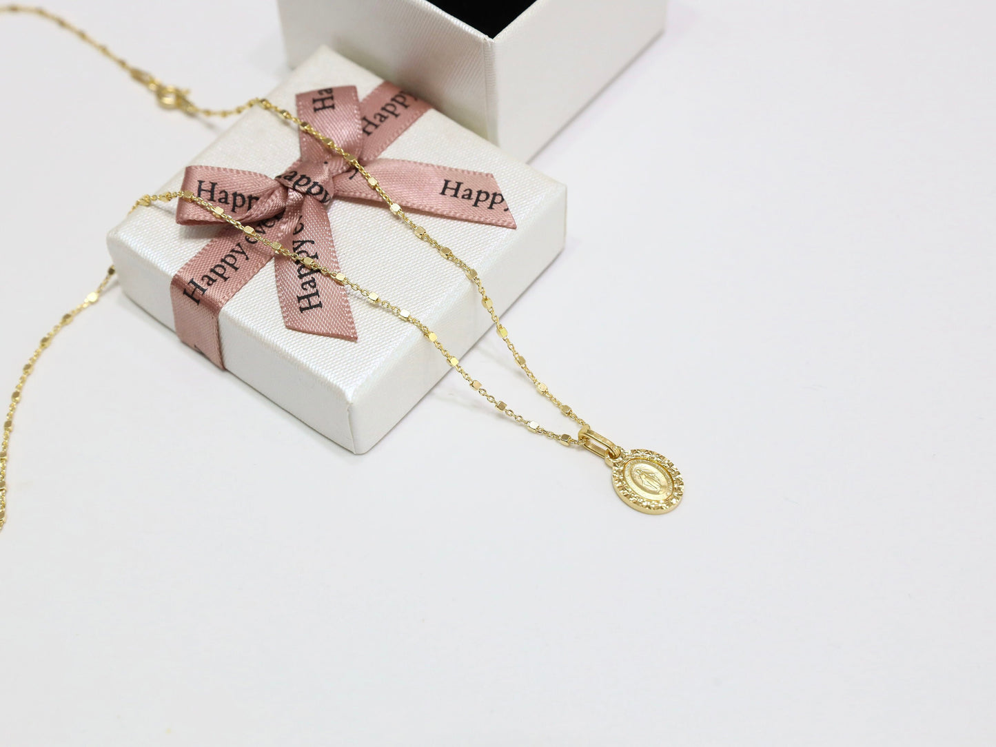 Delicate 18kt Gold Plated Sterling Silver Miraculous Medal Necklace pendant(Tiny, Dainty), 11x 9 mm Miraulous Medal for teenage girl