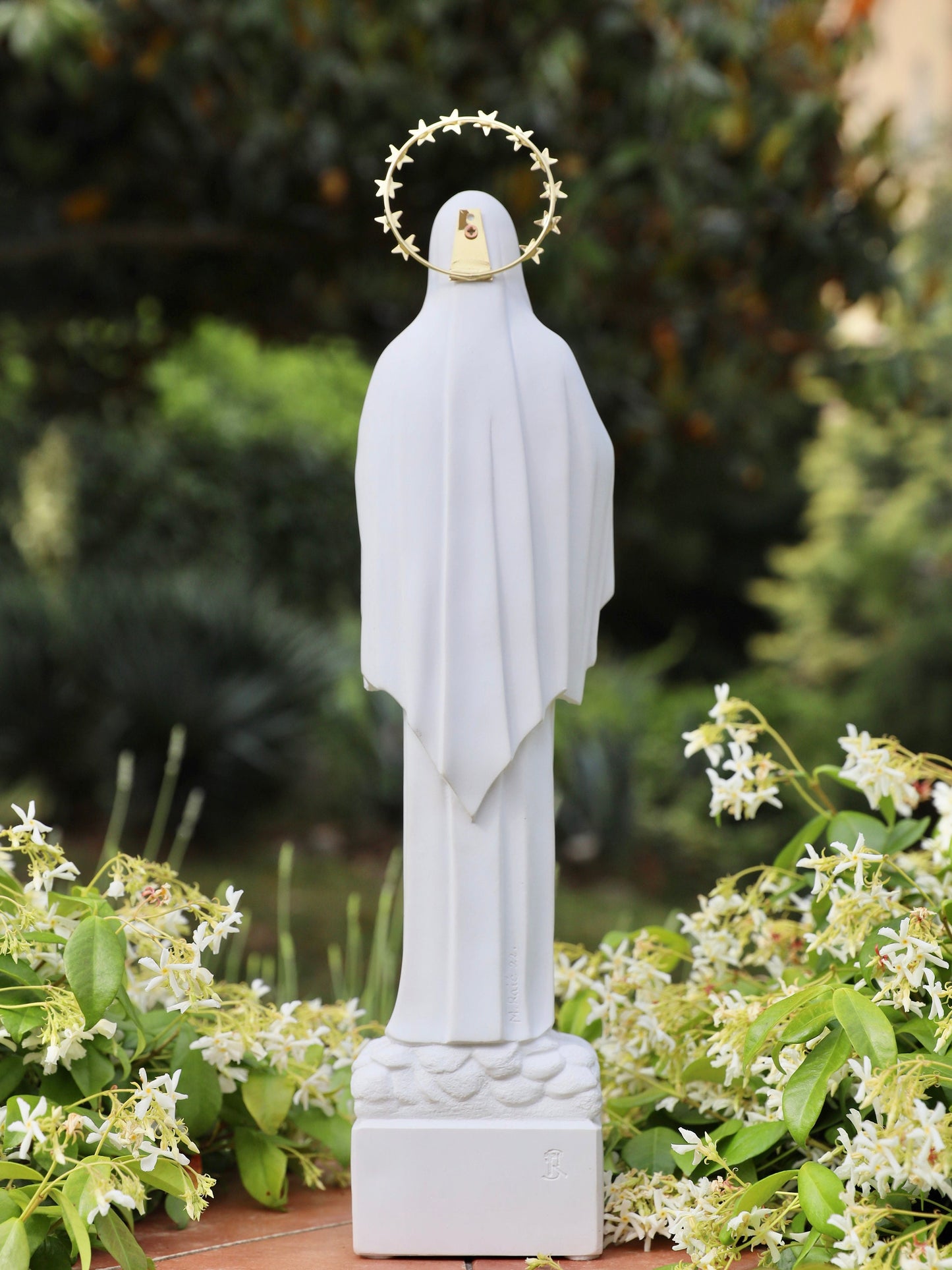 Estatua moderna de Nuestra Señora de Medjugorje (Reina de la Paz) - Descripción de polvo de mármol macizo de 50 cm (20 pulgadas) (envíe el número de teléfono para la entrega)