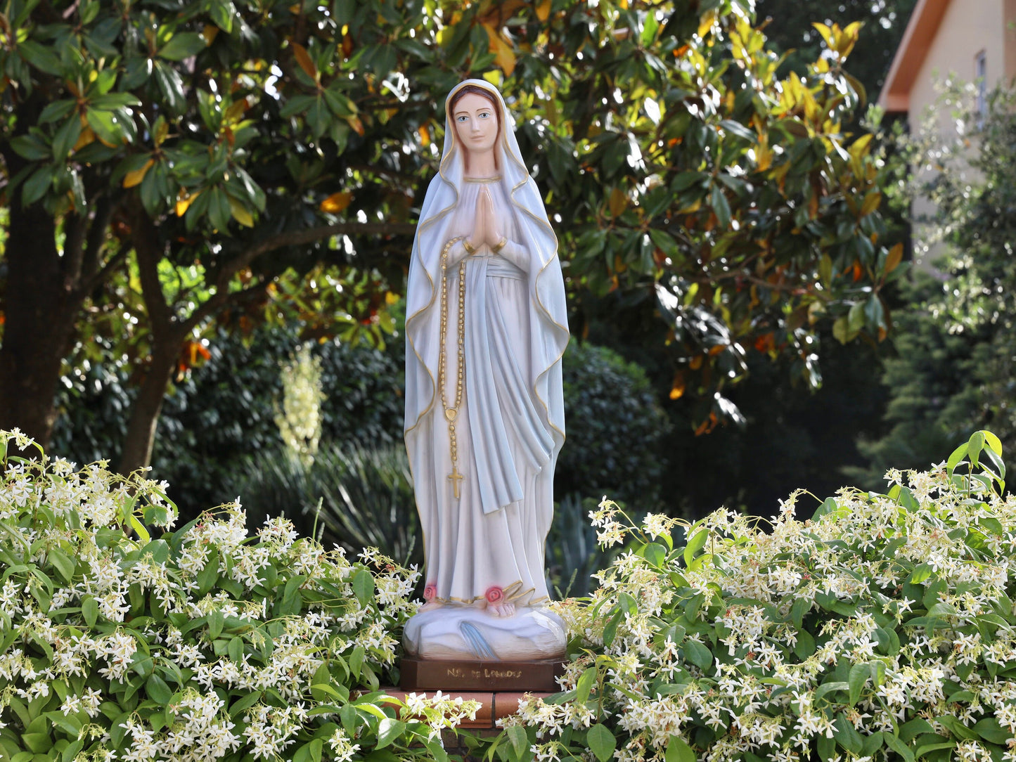 Exquisita estatua de la Virgen María de Lourdes de 80 cm para el altar o jardín del hogar, estatua de la Virgen María moldeada de 31 pulgadas, gran estatua del altar del hogar