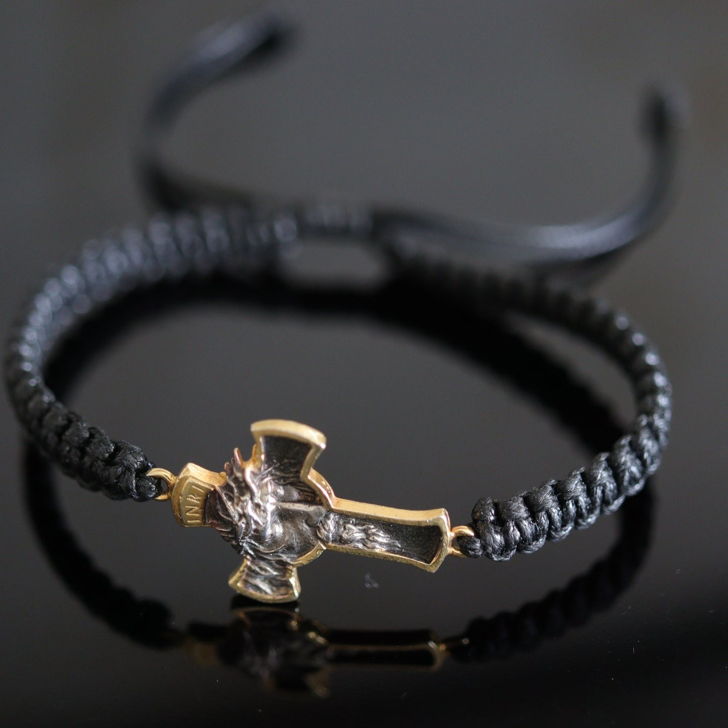 Pulsera Most Holy Face, pulsera cruzada, pulsera cruzada de plata de ley 925, pulsera Cara de Jesús, tamaño ajustable, pulsera macramé para hombre
