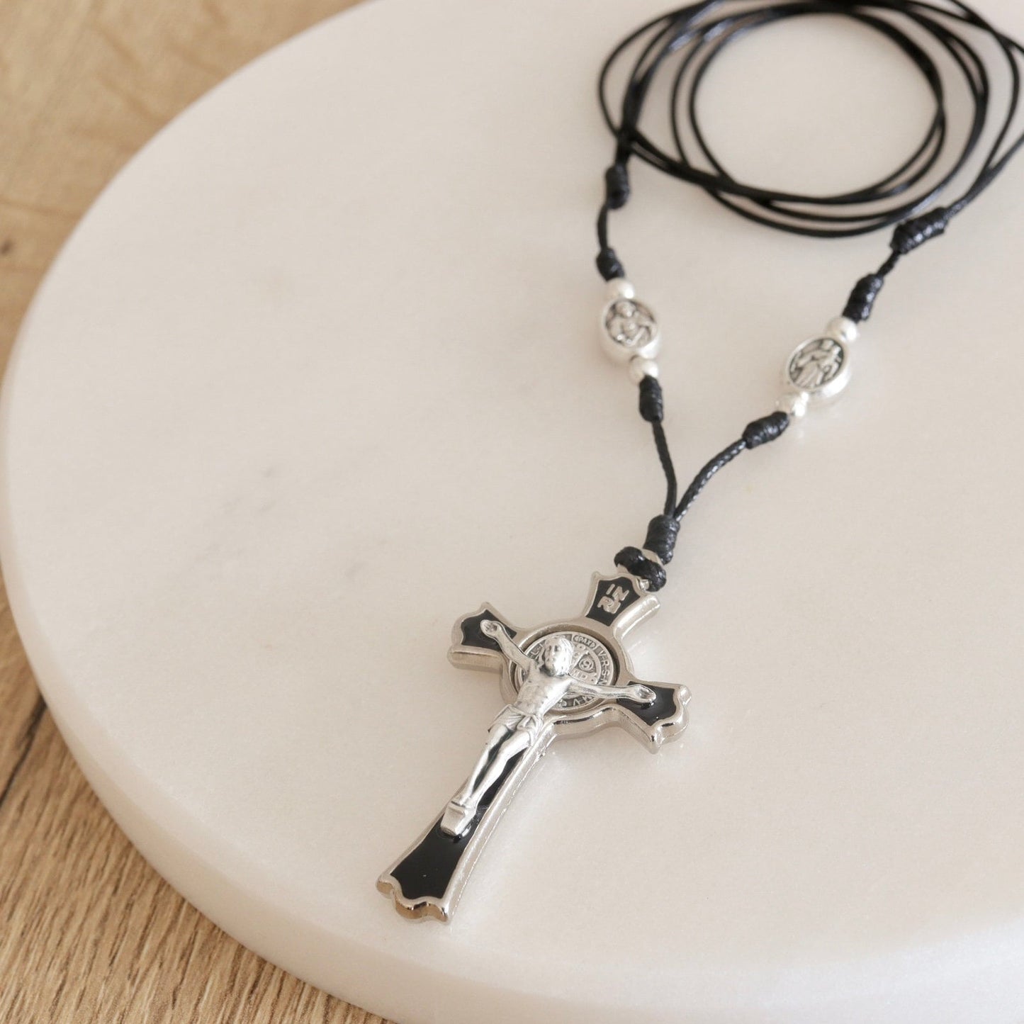 Scapular necklace with Saint Benedict cross