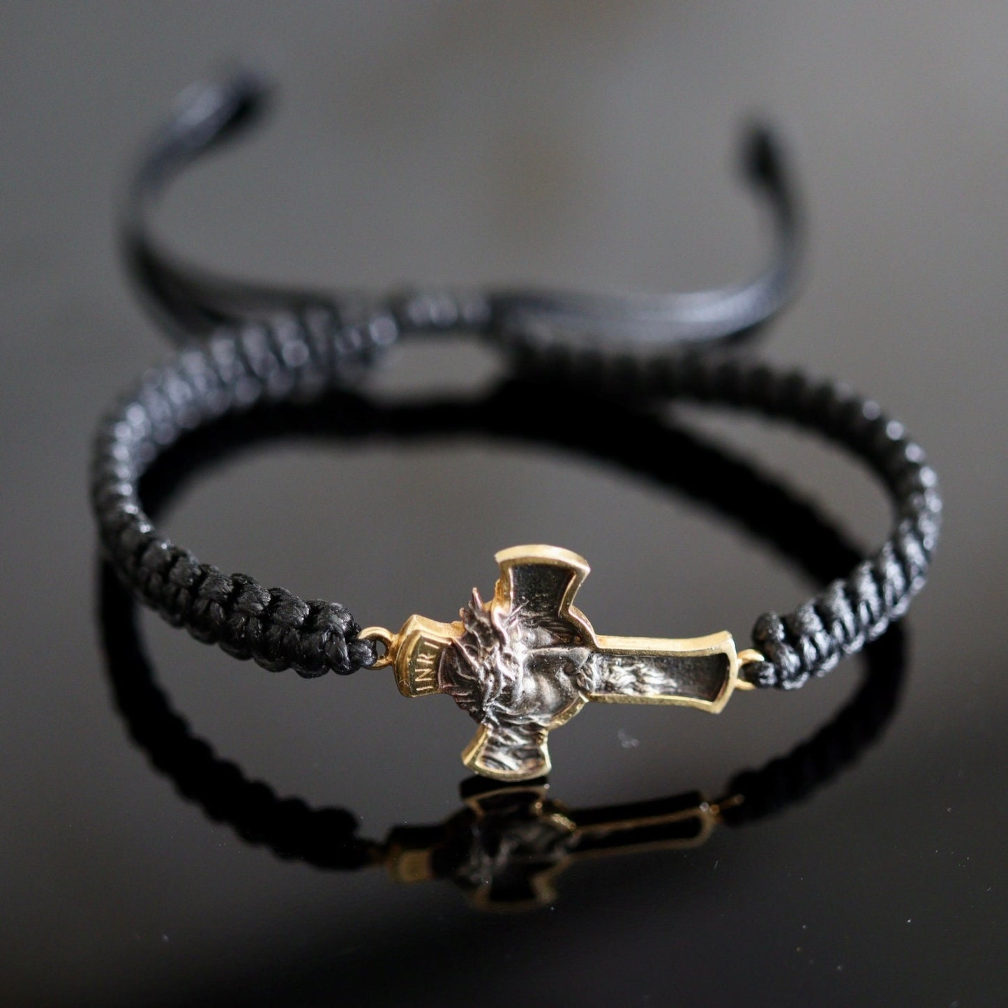 Pulsera Most Holy Face, pulsera cruzada, pulsera cruzada de plata de ley 925, pulsera Cara de Jesús, tamaño ajustable, pulsera macramé para hombre