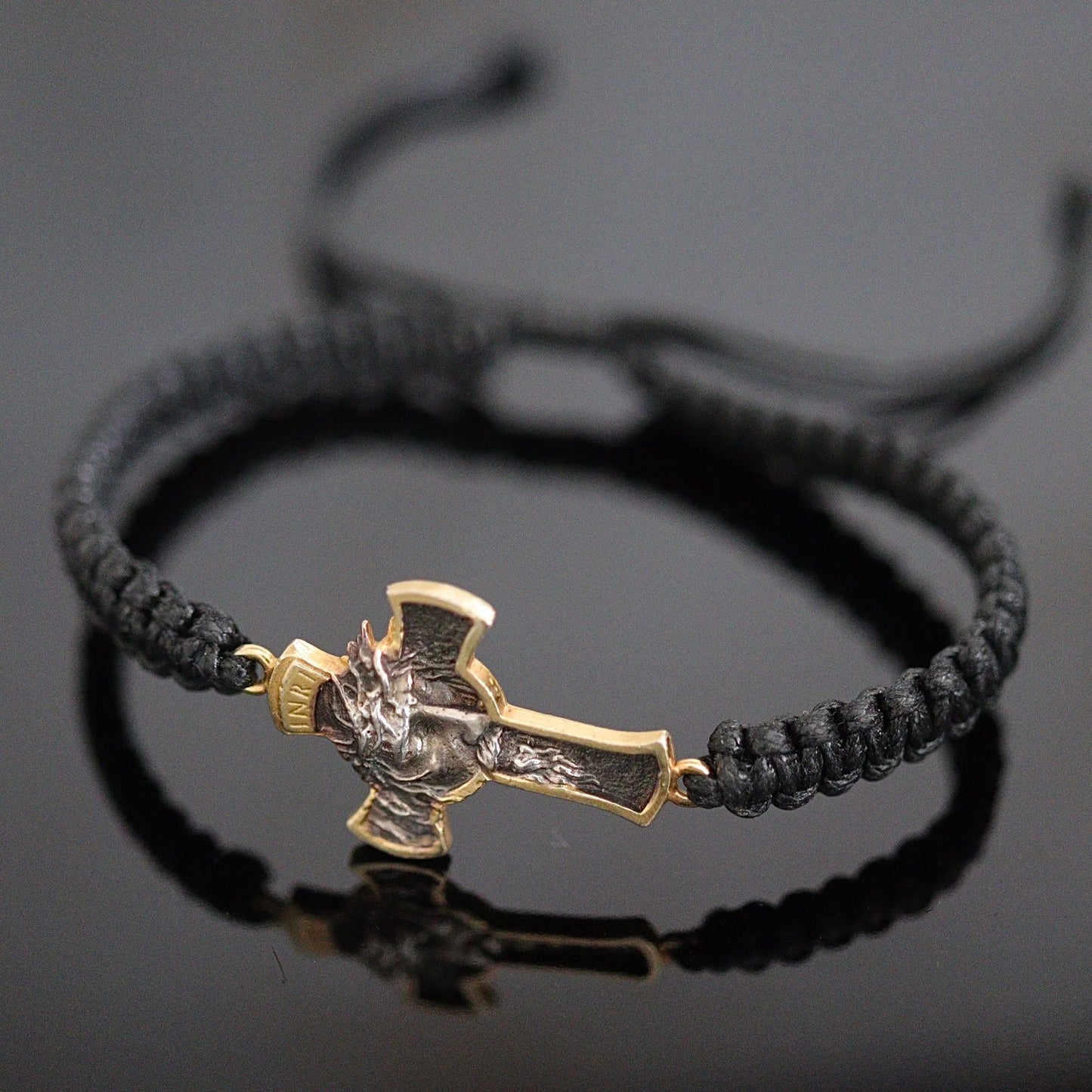 Pulsera Most Holy Face, pulsera cruzada, pulsera cruzada de plata de ley 925, pulsera Cara de Jesús, tamaño ajustable, pulsera macramé para hombre