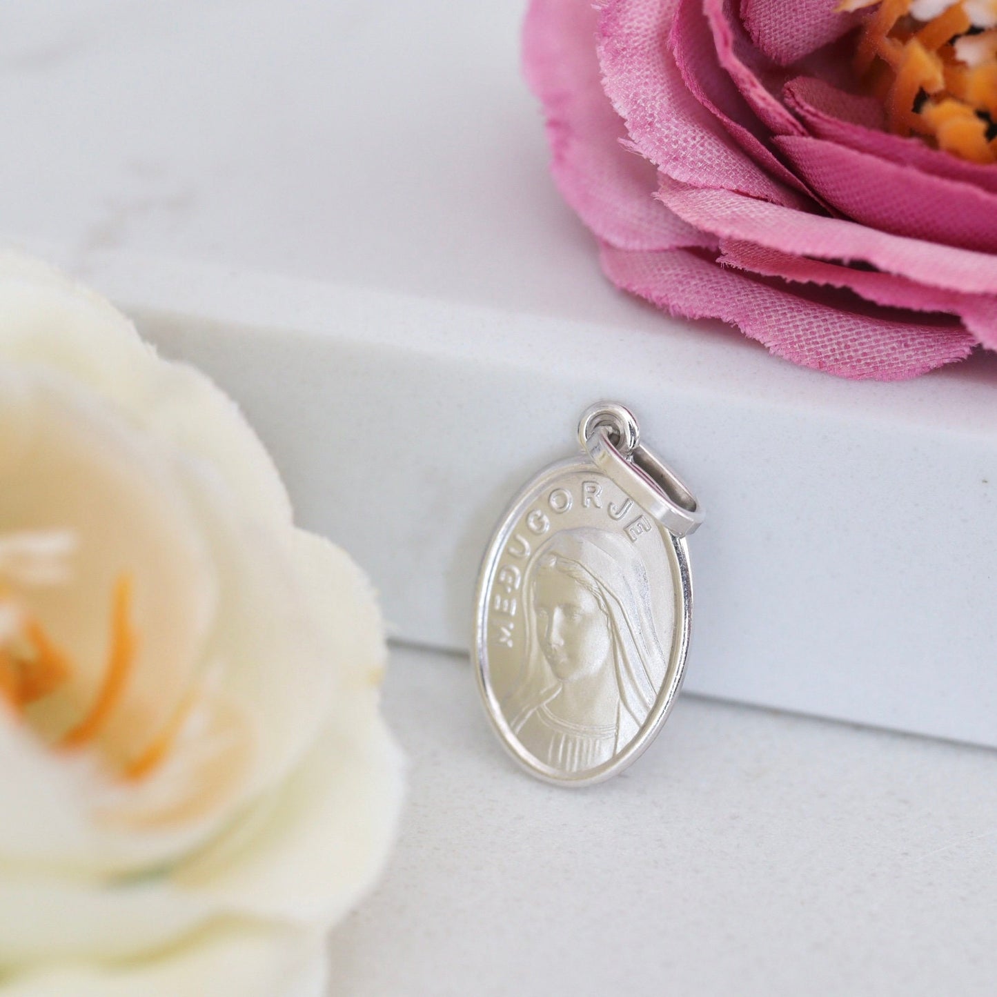 Medjugorje Medal, Queen of Peace pendant, Virgin Mary pendant, Our Lady of Medjugorje medal, sterling silver 925 medal, Mother Mary pendant