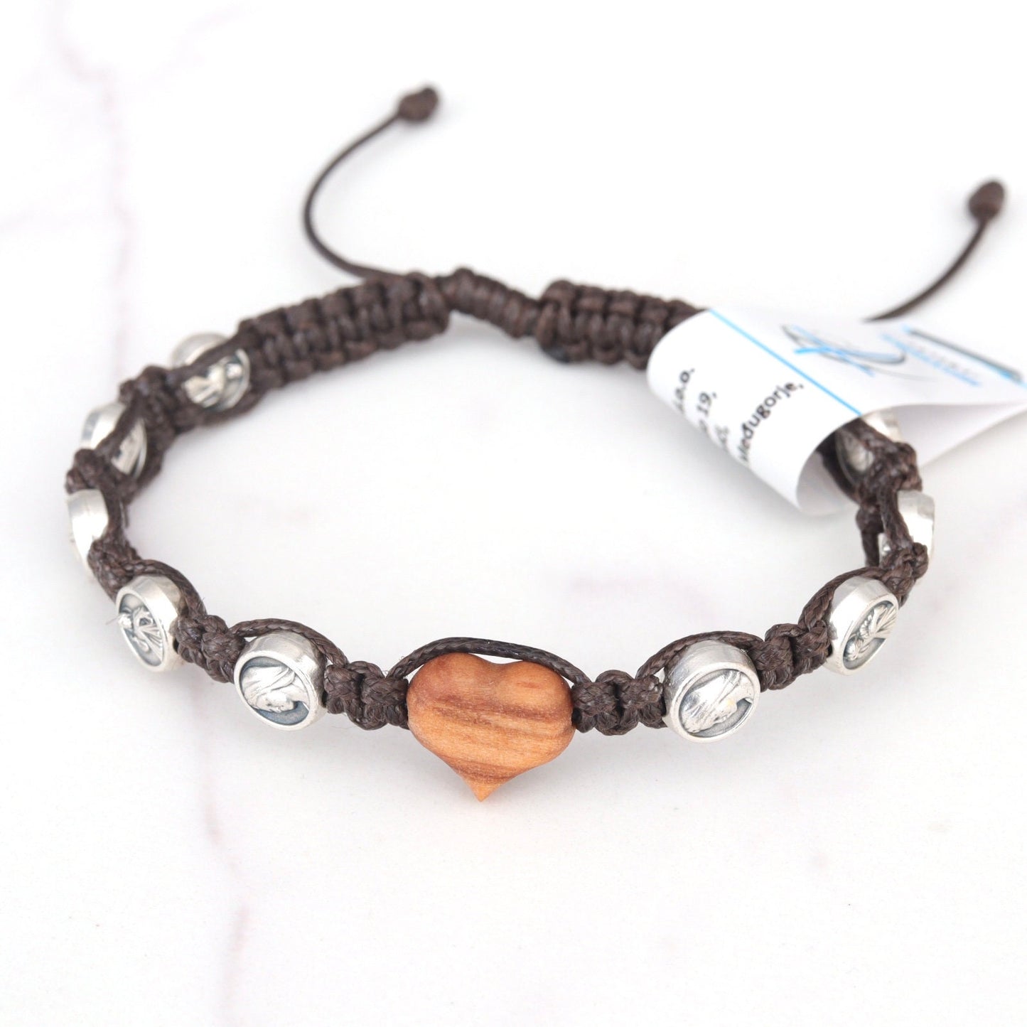 Pulsera de rosario Nuestra Señora-Devine Misericordia hecha a mano con cordón macramé Pulsera de rosario Nuestra Señora de Medjugorje-Jesucristo