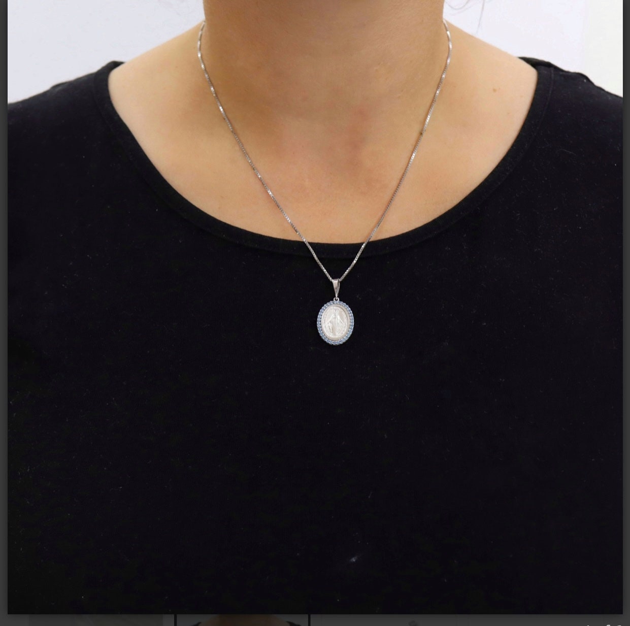 Medalla Milagrosa de plata de ley 925 con piedras, colgante Nuestra Señora de Gracia, collar Medjugorje, joyería fina collar Señora de Gracia