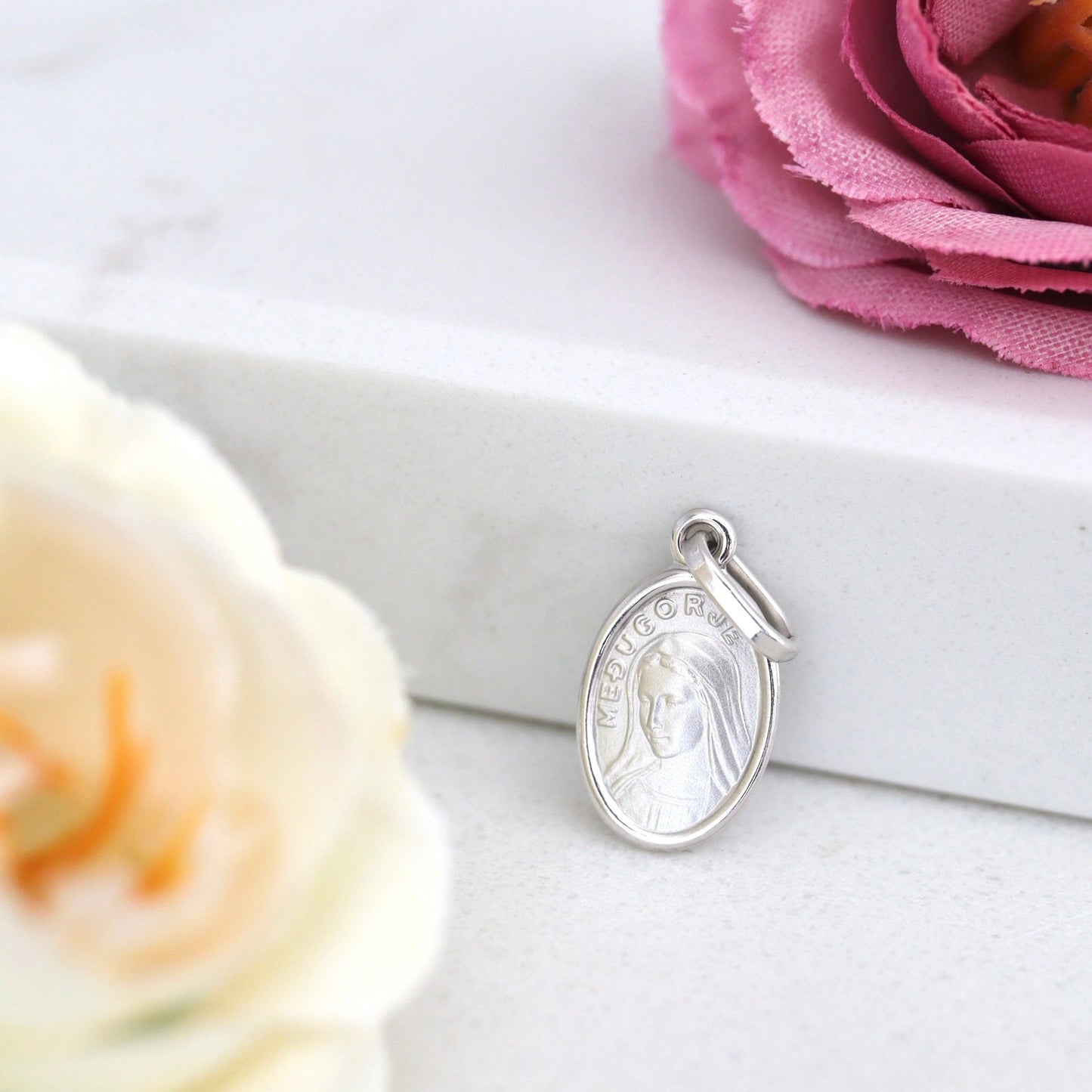 Medjugorje Medal, Queen of Peace pendant, Virgin Mary pendant, Our Lady of Medjugorje medal, sterling silver 925 medal, Mother Mary pendant