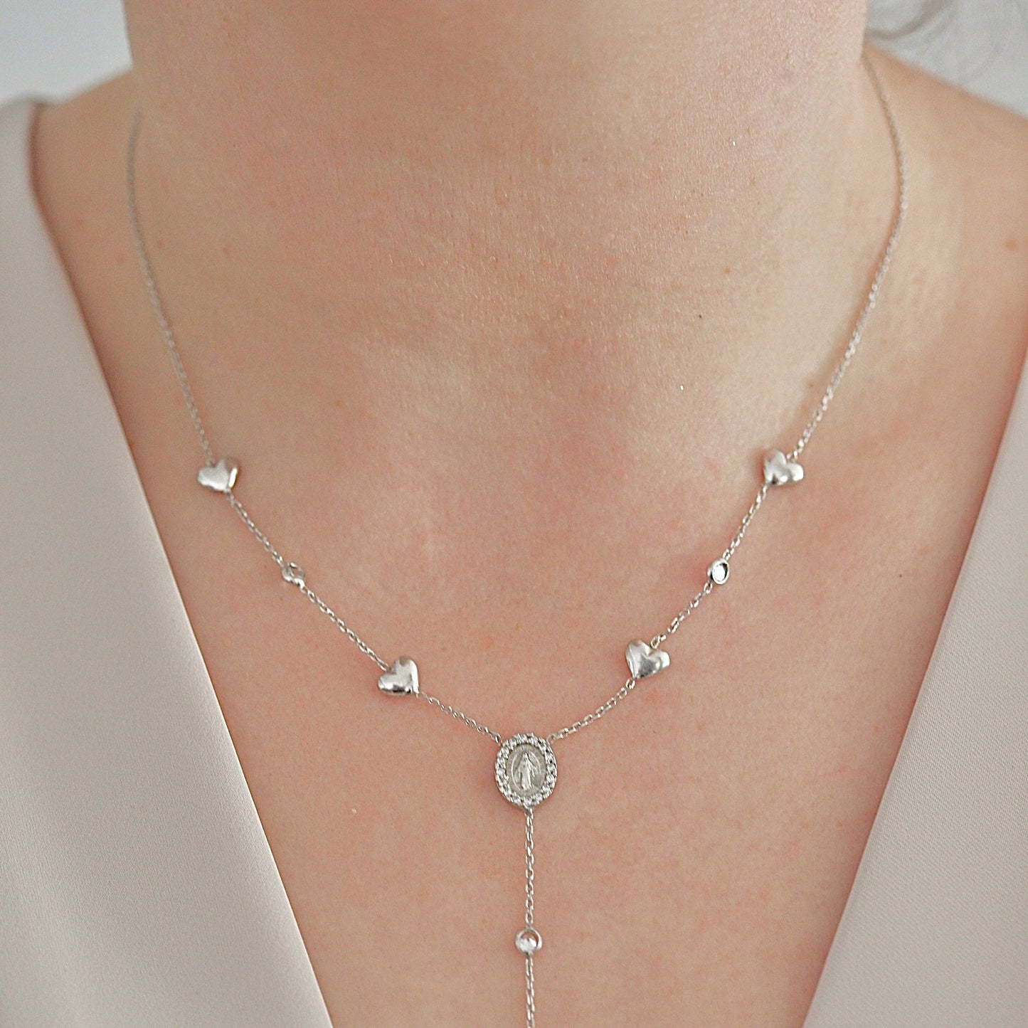 Collar medalla milagrosa, collar delicado, plata de ley 925, collar minimalista con Nuestra Señora, collar adolescente con Virgen María