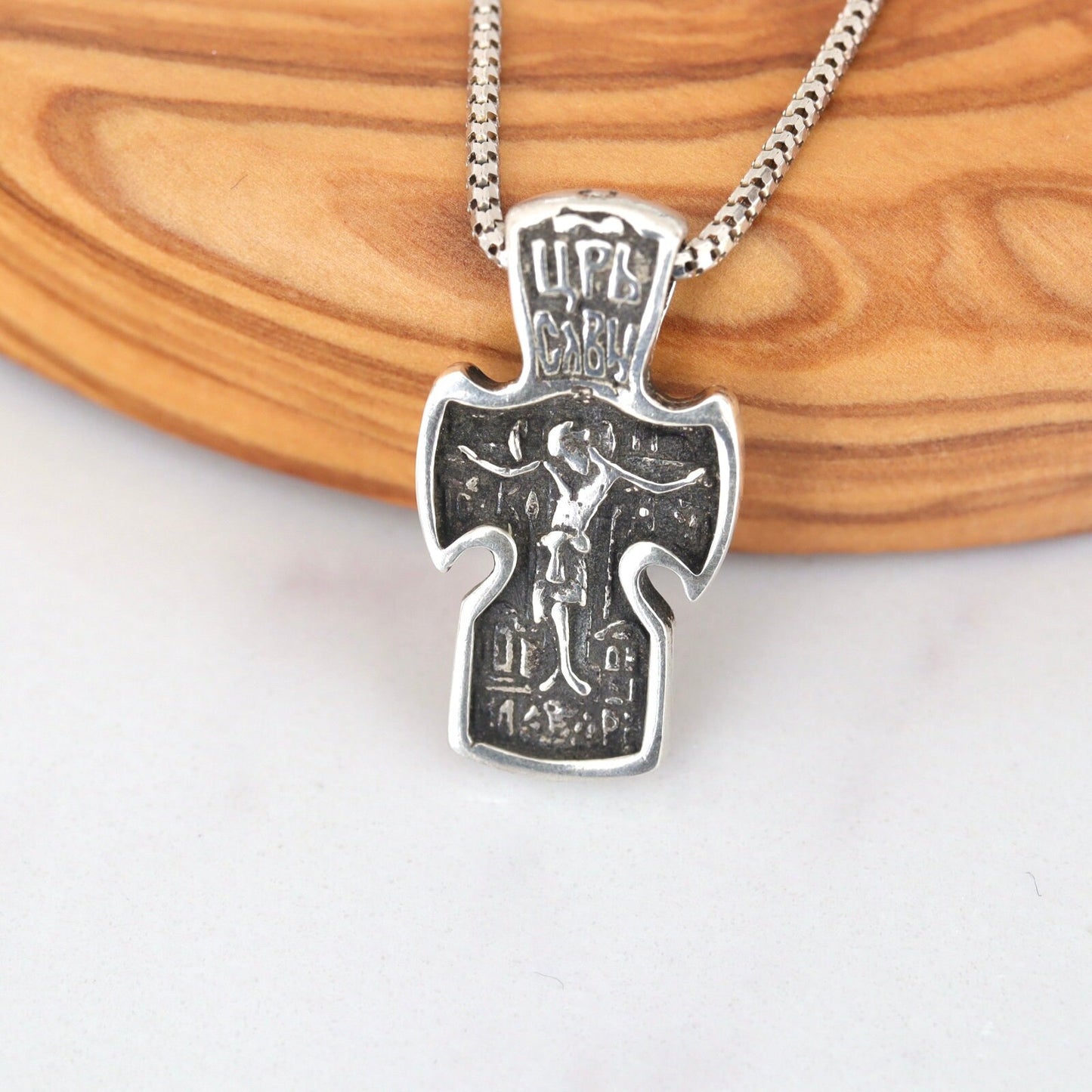 Cruz bizantina, cruz ortodoxa, cruz de plata rusa, cruz icono de plata, colgante de San Miguel, collar de cruz con Jesús, ISXS NIKA CROSS