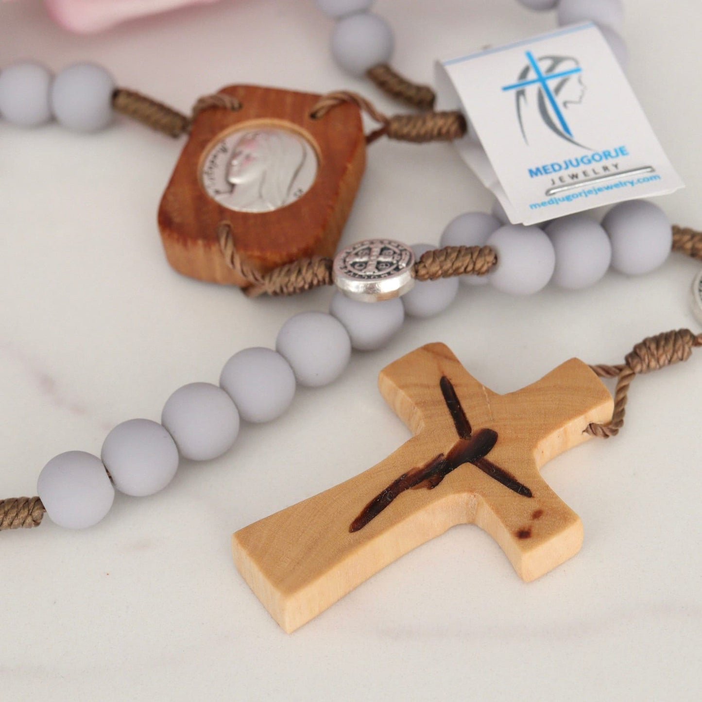 Medjugorje Cuentas de rosario hechas a mano, cuentas de rosario de madera de olivo, rosario de cristal, rosario único de traje, rosario de Nuestra Señora, cuentas de rosario Devine Mercy