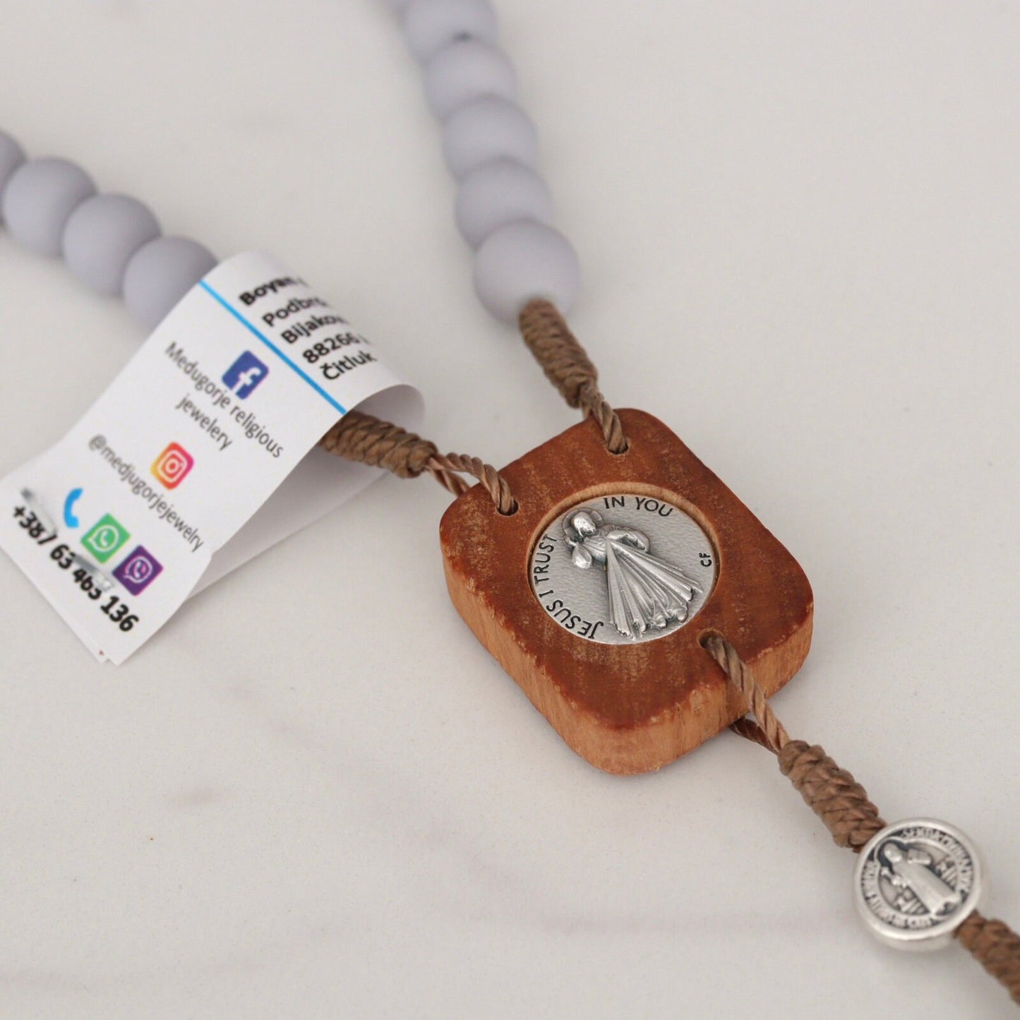 Medjugorje Cuentas de rosario hechas a mano, cuentas de rosario de madera de olivo, rosario de cristal, rosario único de traje, rosario de Nuestra Señora, cuentas de rosario Devine Mercy