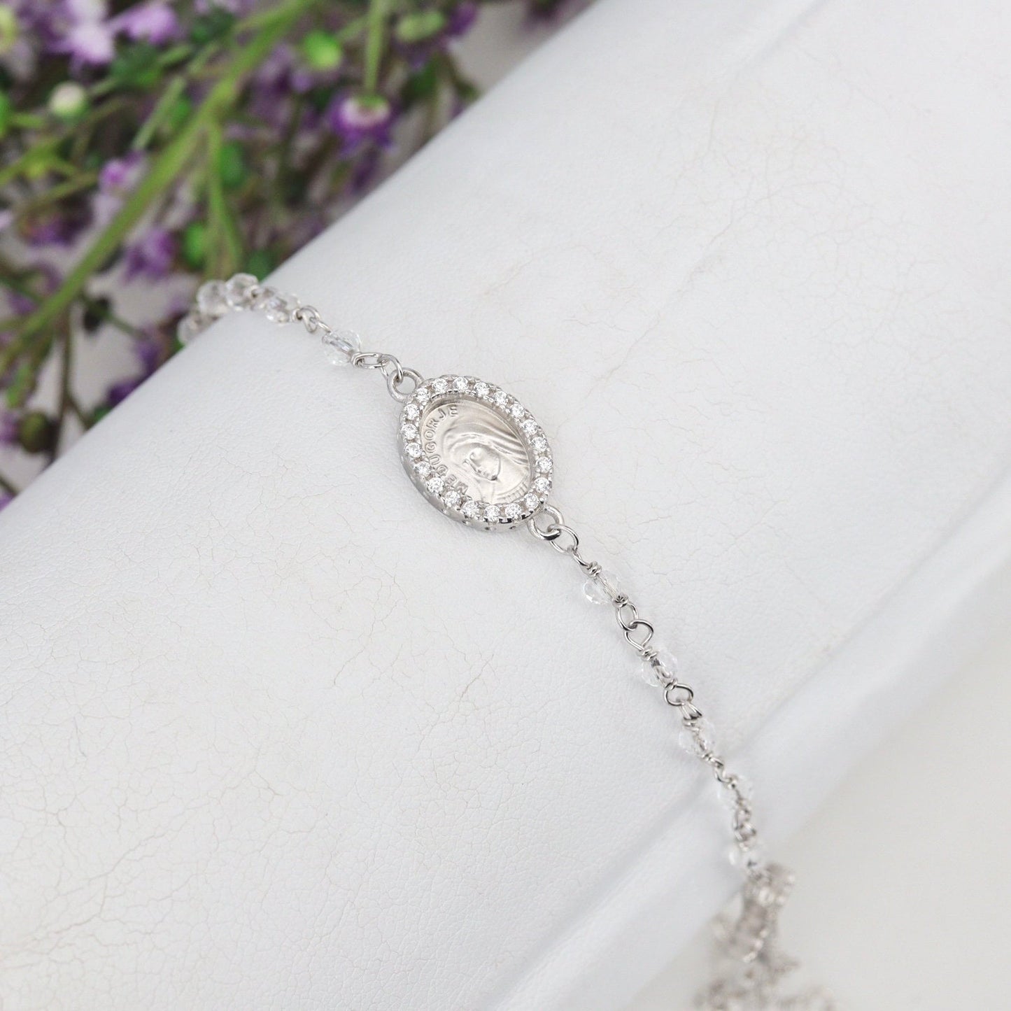 Pulsera rosario, plata de ley 925, rosario miniatura, estilo delicado, rosario para mujer o adolescente, pulsera rosario Reina de la Paz