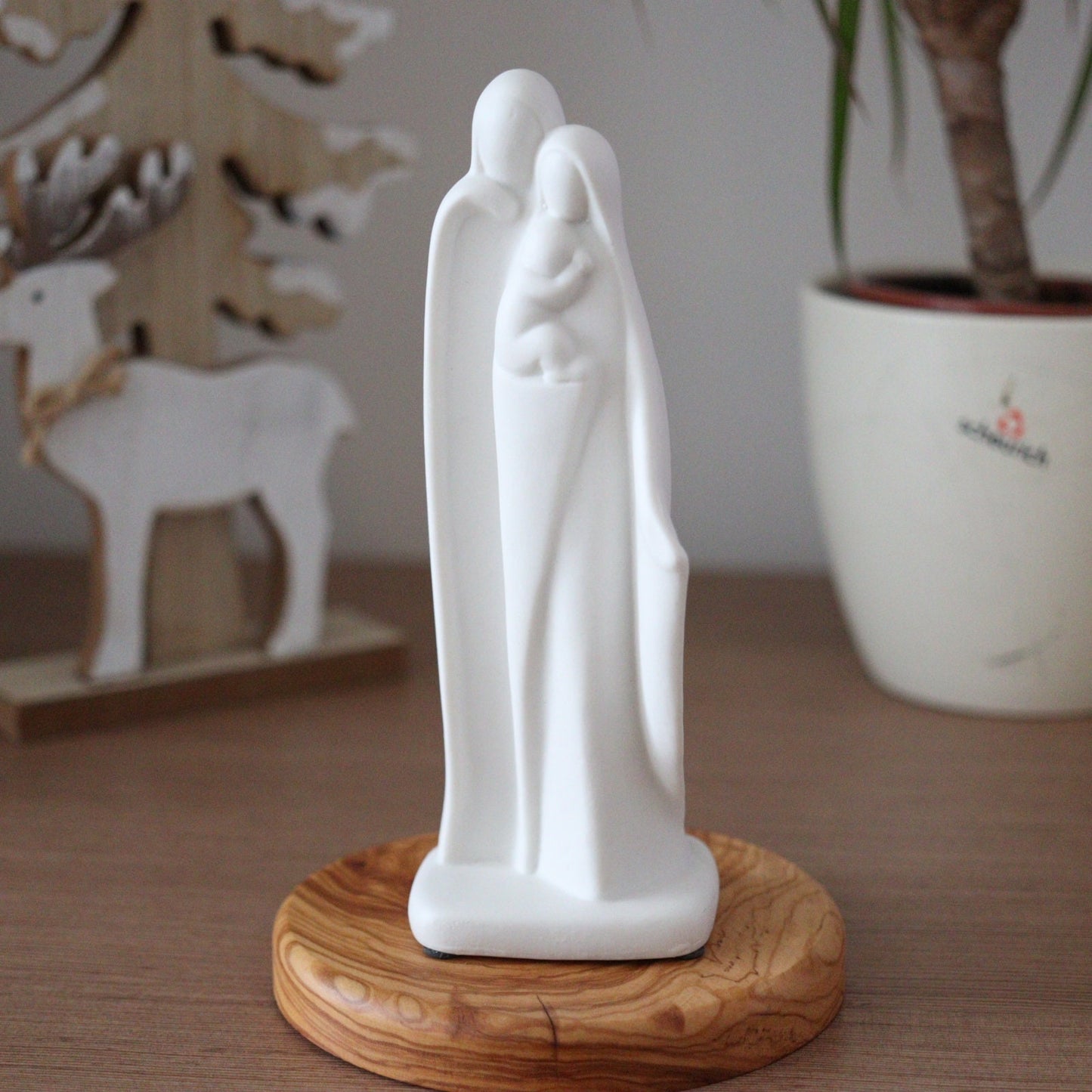 Estatua de porcelana blanca de la Sagrada Familia, escultura moderna de la Sagrada Familia en porcelana blanca, estatua de Nuestra Señora, estatua de Jesucristo, estatua de San José