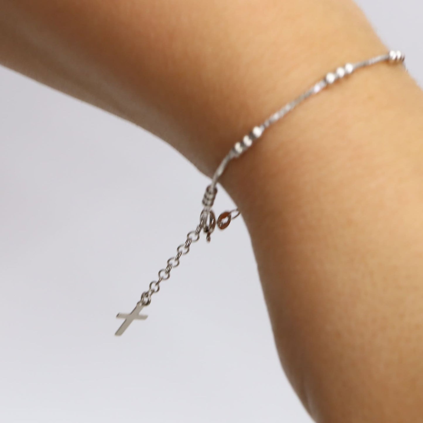 Pulsera del rosario de la paz de plata de Medjugorje, pulsera de plata de oración de Medjugorje, pulsera de plata de ley de la corona de la paz, pulsera para las mujeres