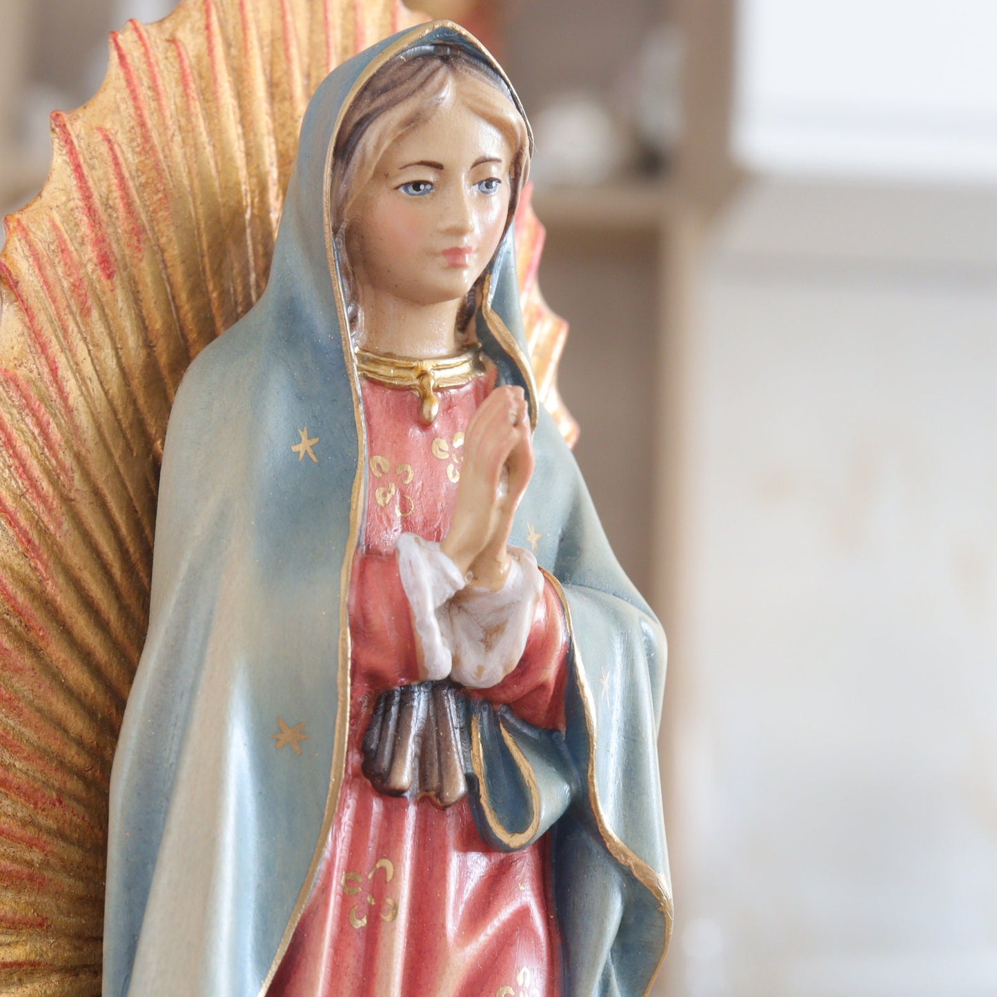 Estatua de Nuestra Señora de Guadalupe, Estatua de madera hecha a mano de Nuestra Señora de Guadalupe, Estatua de Nuestra Señora Reina de la Paz, Virgen María de Guadalupe