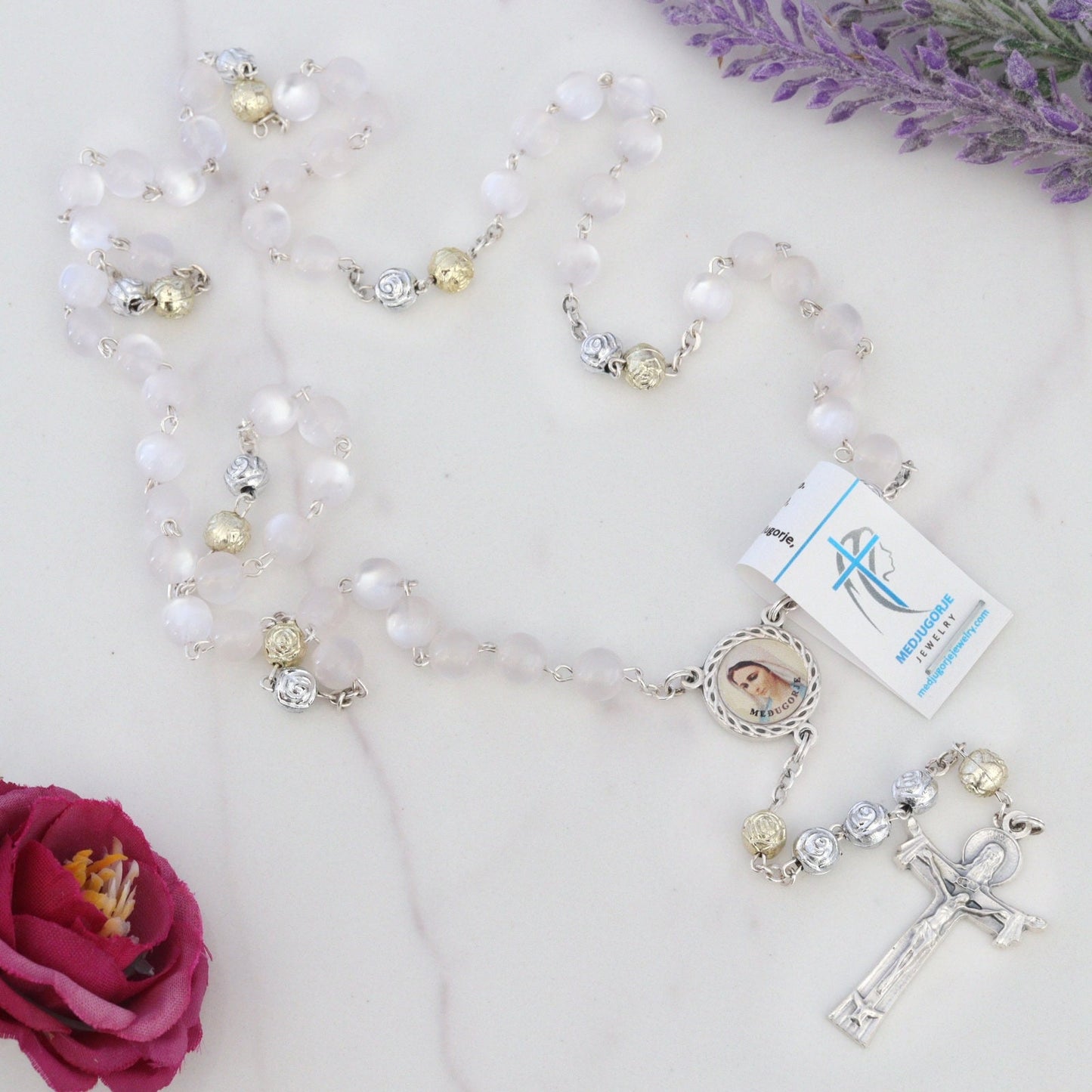 Coronilla del rosario del Espíritu Santo, cuentas de rosario hechas a mano del Espíritu Santo, corona del Espíritu Santo, rosario de Medjugorje, cruz del rosario de la Santísima Trinidad