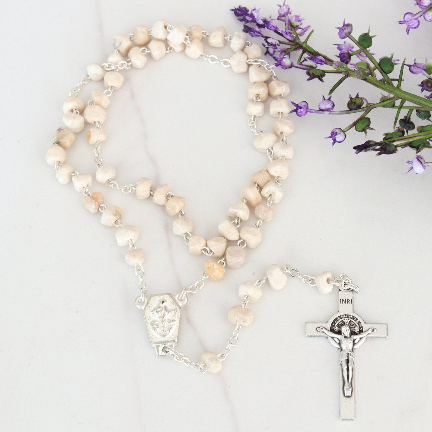 Rosario de piedra de Medjugorje con reliquia de segunda clase, rosario con tierra, rosario hecho a mano con piedras de la colina de las apariciones de Medjugorje