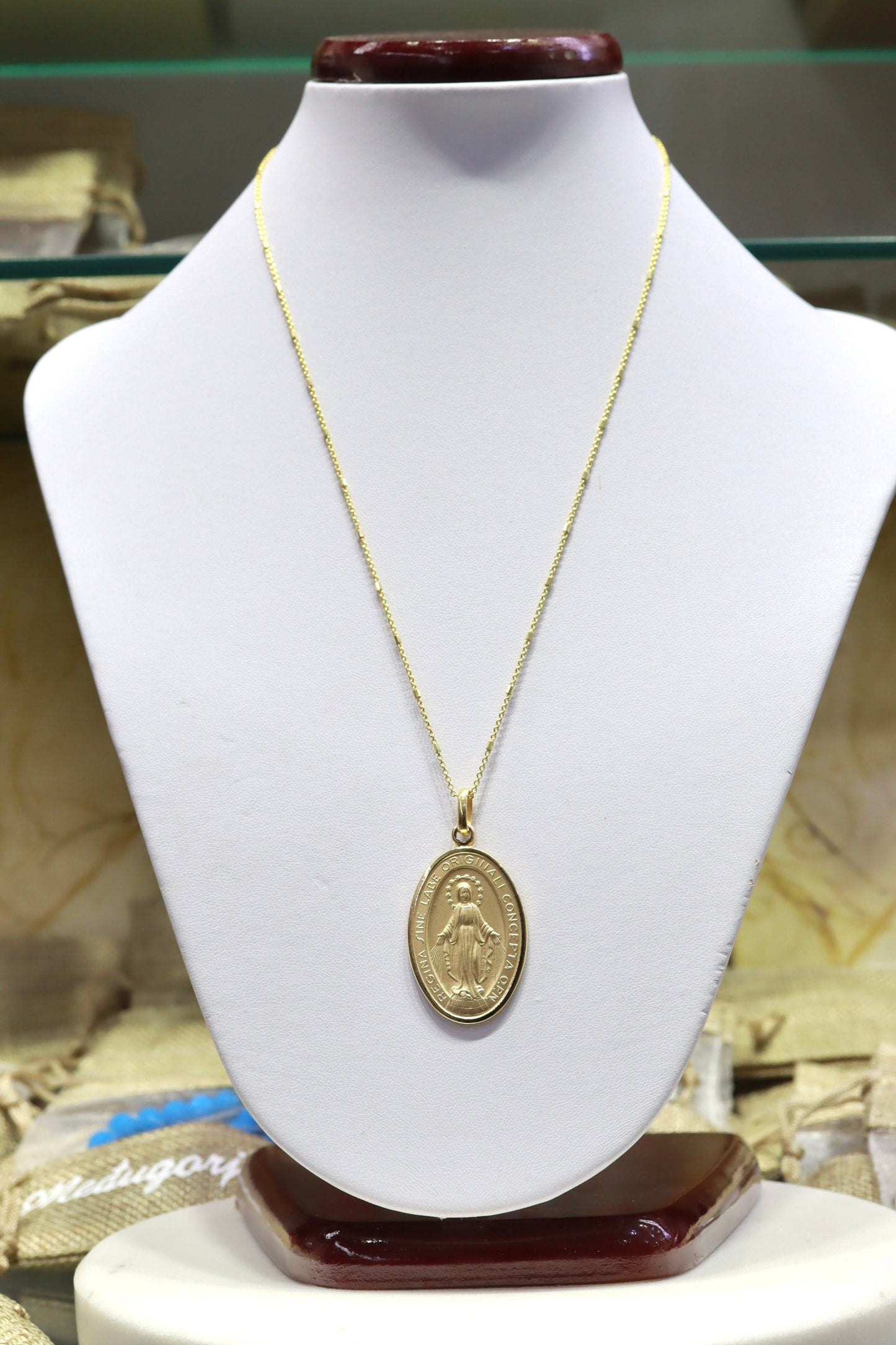 Colgante de collar de Medalla Milagrosa presentado en oro de plata de primera ley, relleno de oro del collar de la Medalla Milagrosa de Nuestra Señora