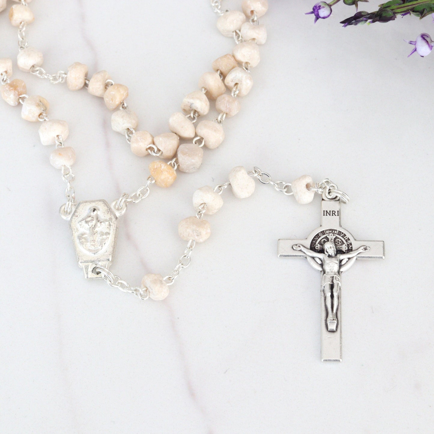 Rosario de piedra de Medjugorje con reliquia de segunda clase, rosario con tierra, rosario hecho a mano con piedras de la colina de las apariciones de Medjugorje