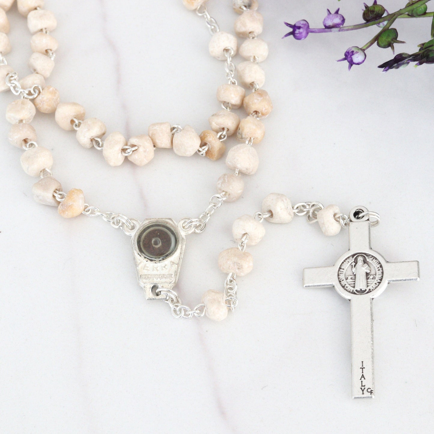 Rosario de piedra de Medjugorje con reliquia de segunda clase, rosario con tierra, rosario hecho a mano con piedras de la colina de las apariciones de Medjugorje