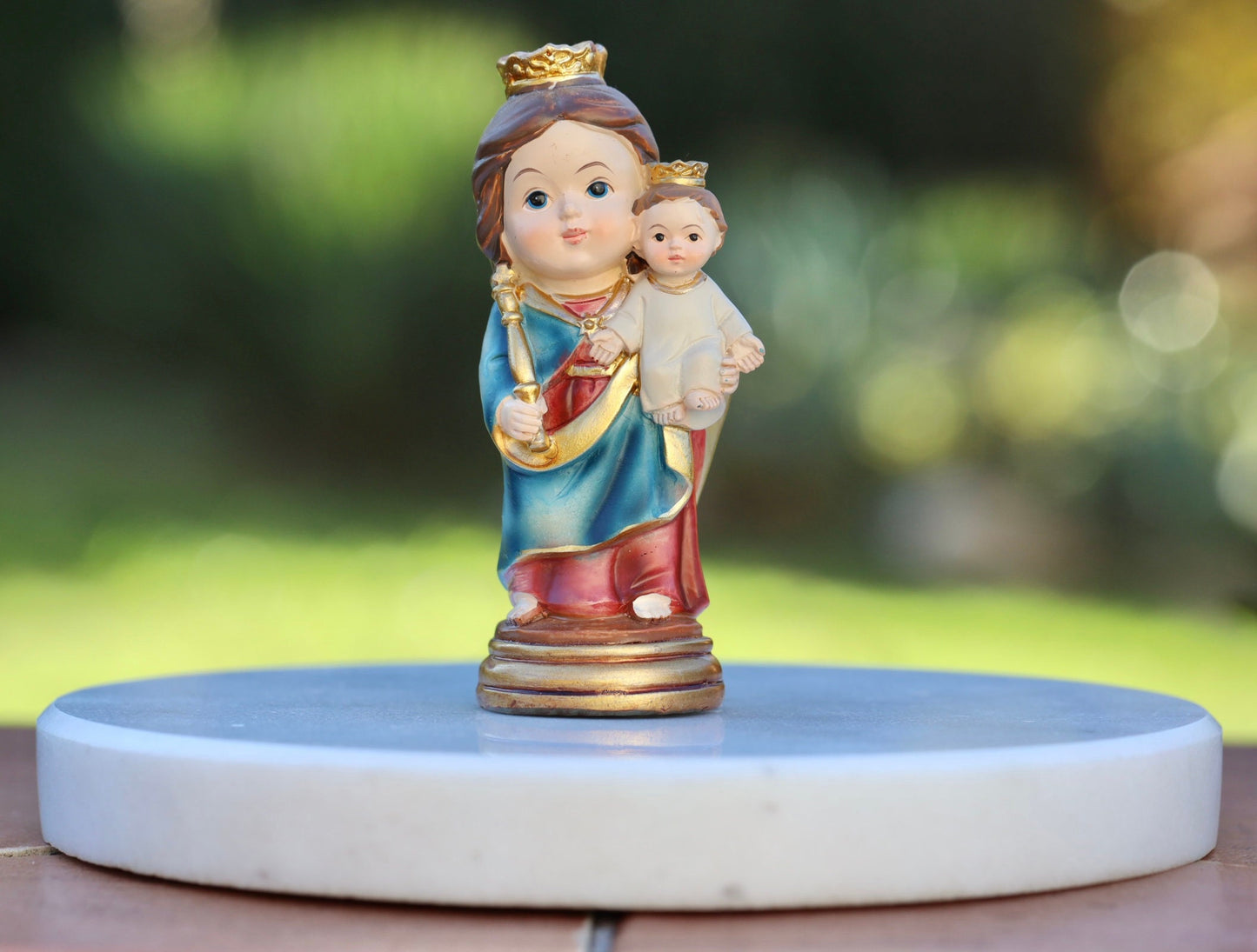 Estatua de Nuestra Señora Auxiliadora de los Cristianos, estatua en miniatura de Nuestra Señora Auxiliadora, estatua de la colección de bebés de Medjugorje, estatua de la Madre María