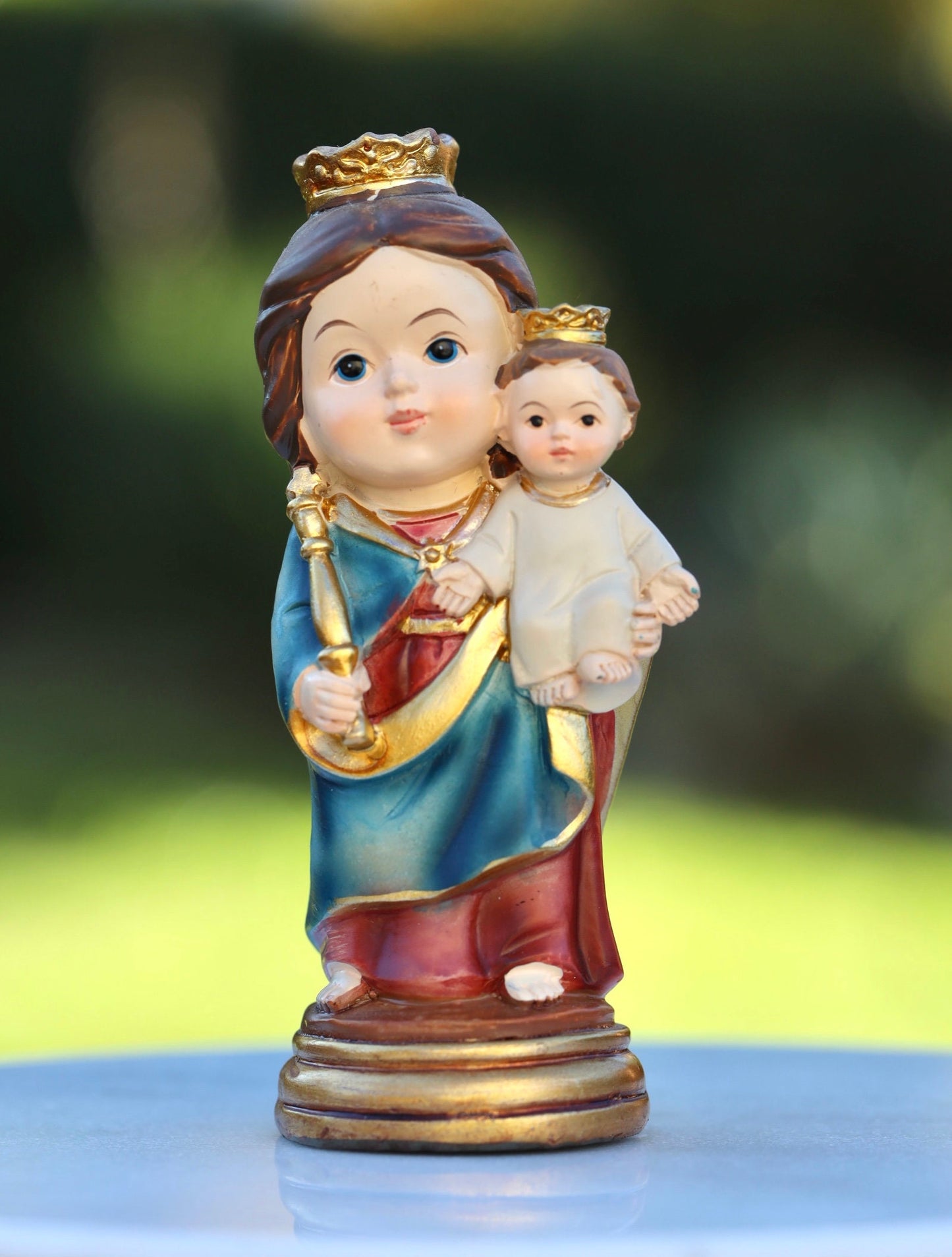 Estatua de Nuestra Señora Auxiliadora de los Cristianos, estatua en miniatura de Nuestra Señora Auxiliadora, estatua de la colección de bebés de Medjugorje, estatua de la Madre María