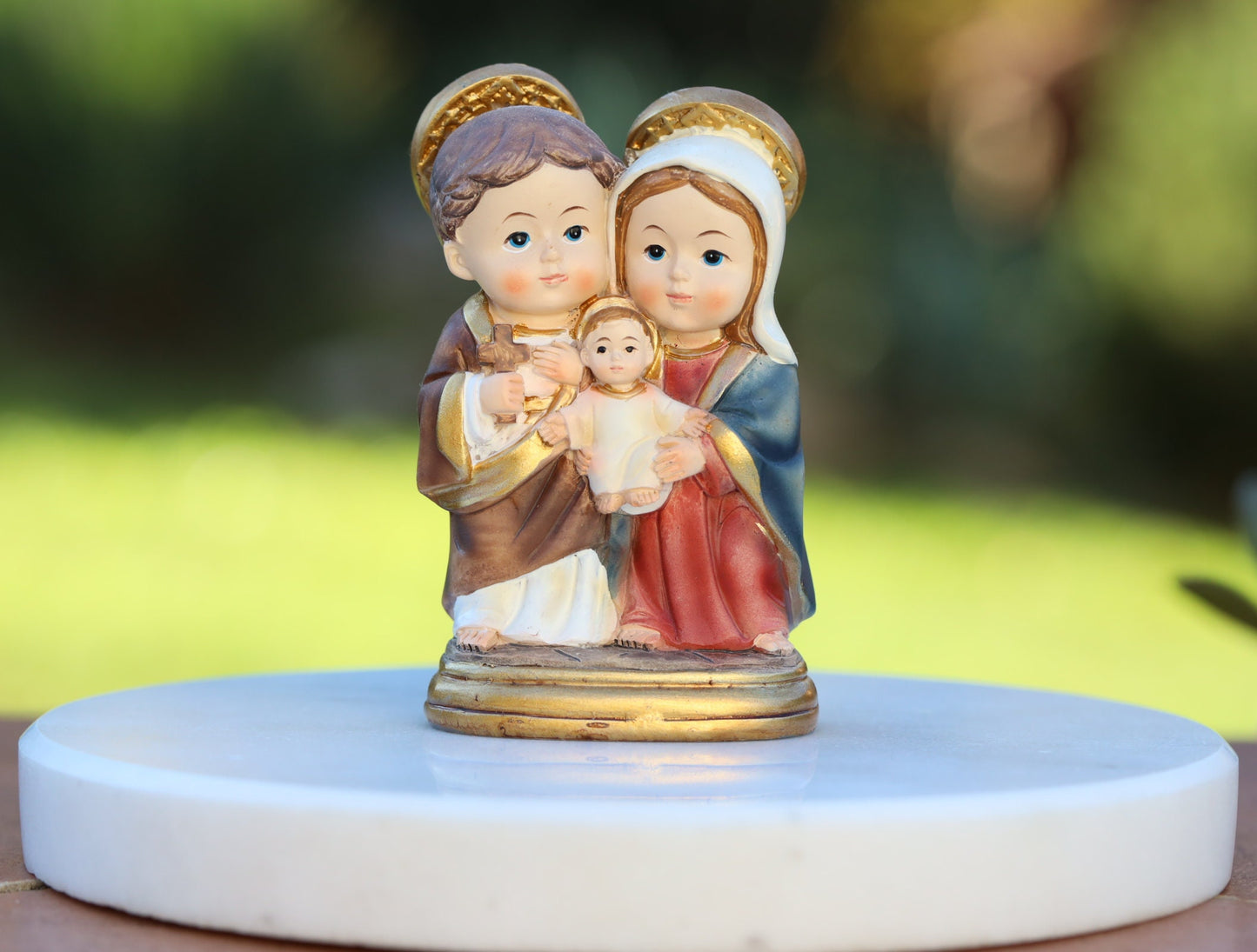 Estatua de colección de bebé en miniatura de la Sagrada Familia, pequeña estatua de la Sagrada Familia, estatua de la Sagrada Familia pintada a mano en resina de Medjugorje