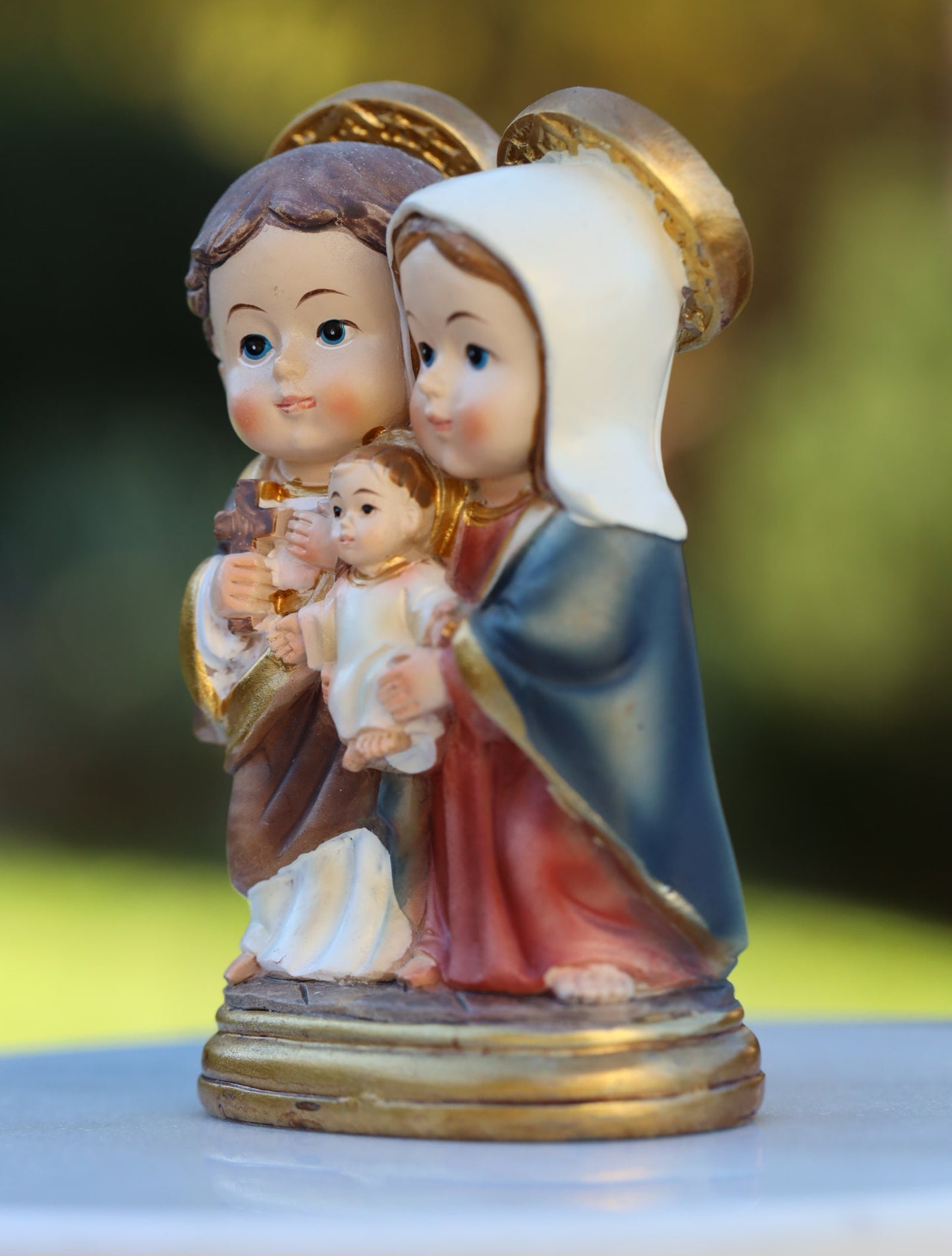 Estatua de colección de bebé en miniatura de la Sagrada Familia, pequeña estatua de la Sagrada Familia, estatua de la Sagrada Familia pintada a mano en resina de Medjugorje