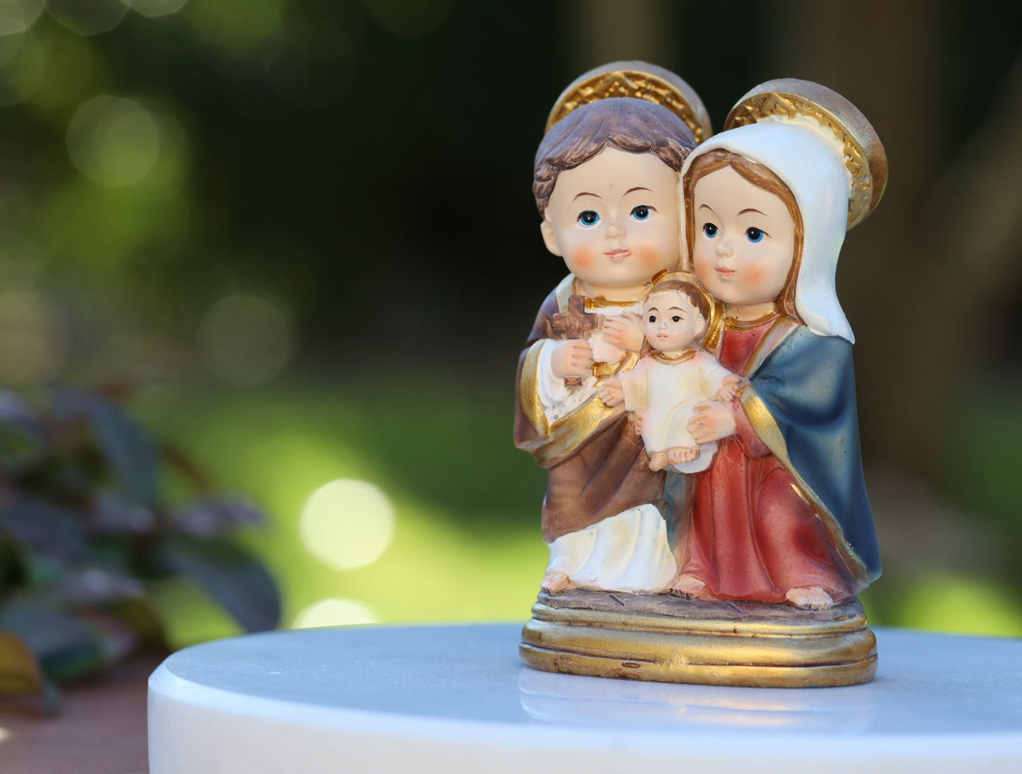 Estatua de colección de bebé en miniatura de la Sagrada Familia, pequeña estatua de la Sagrada Familia, estatua de la Sagrada Familia pintada a mano en resina de Medjugorje