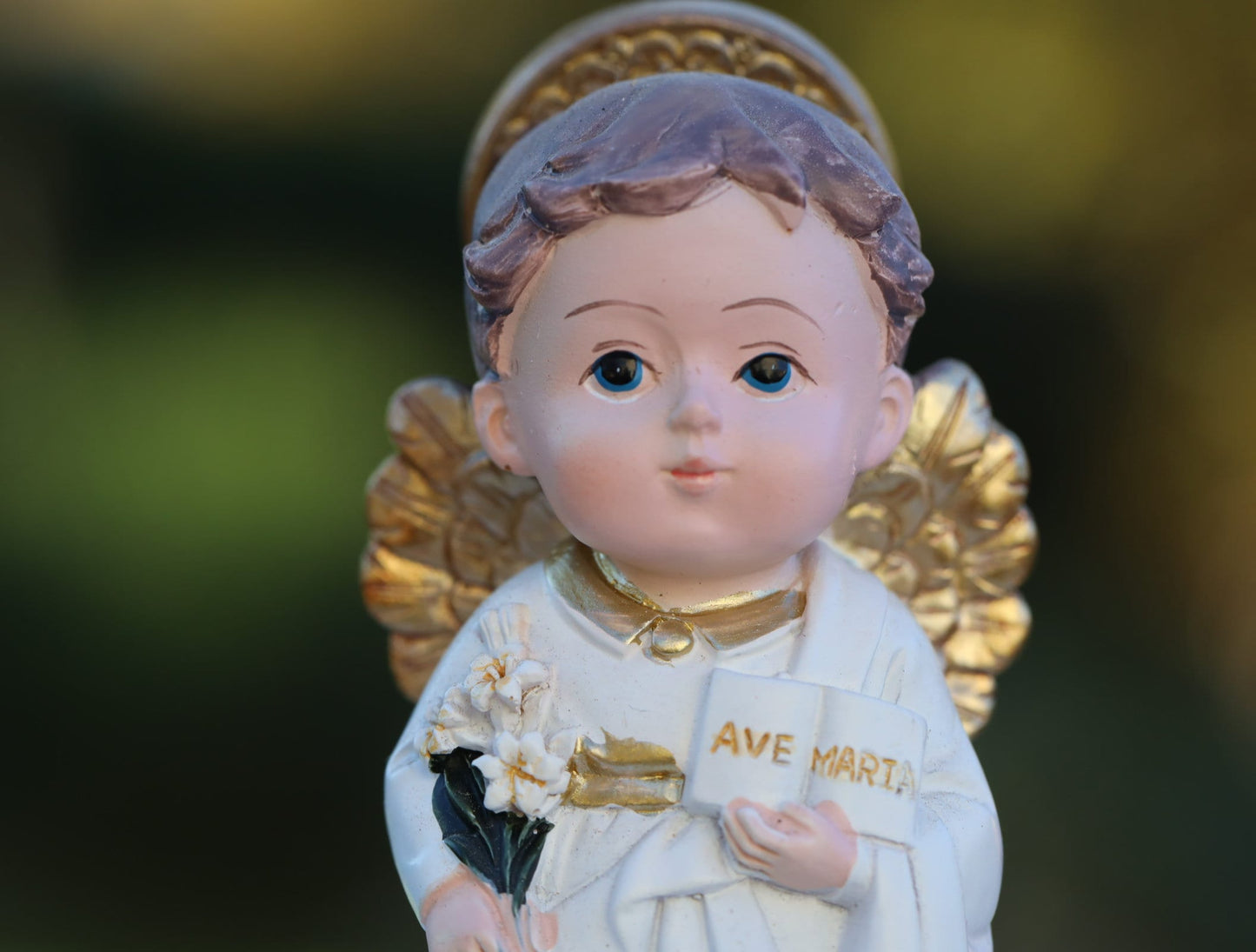 Estatua en miniatura de San Gabriel, estatua de colección de bebés arcángel Gabriel, estatua de resina de 4 pulgadas de San Gabriel, estatua del ángel de Medjugorje