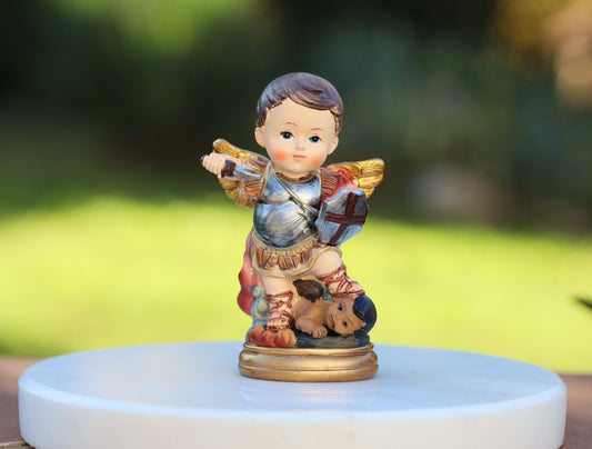 Estatua en miniatura de San Miguel Arcángel, colección de bebés Estatua de resina de San Miguel, estatua coleccionable de Arcángel de Medjugorje