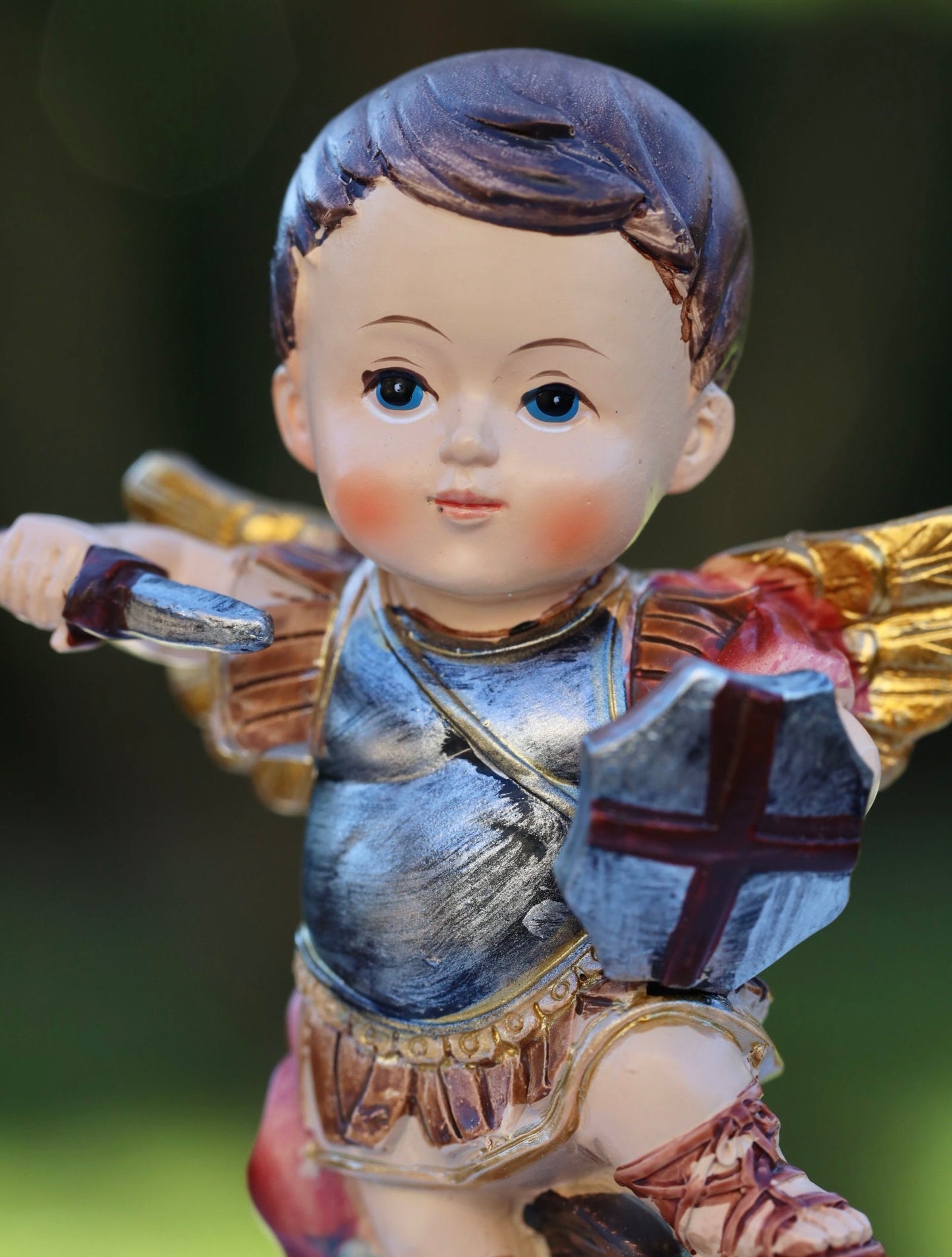 Estatua en miniatura de San Miguel Arcángel, colección de bebés Estatua de resina de San Miguel, estatua coleccionable de Arcángel de Medjugorje