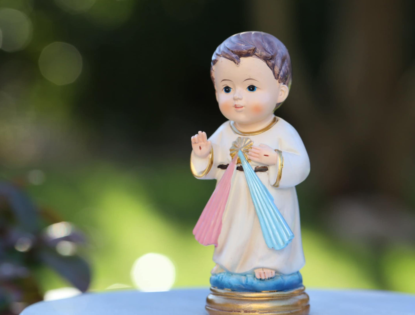 Estatua en miniatura de la Divina Misericordia de Jesús. Estatua de resina de la colección de bebés Divina Misericordia, Pequeña estatua de Jesús de Medjugorje pintada a mano