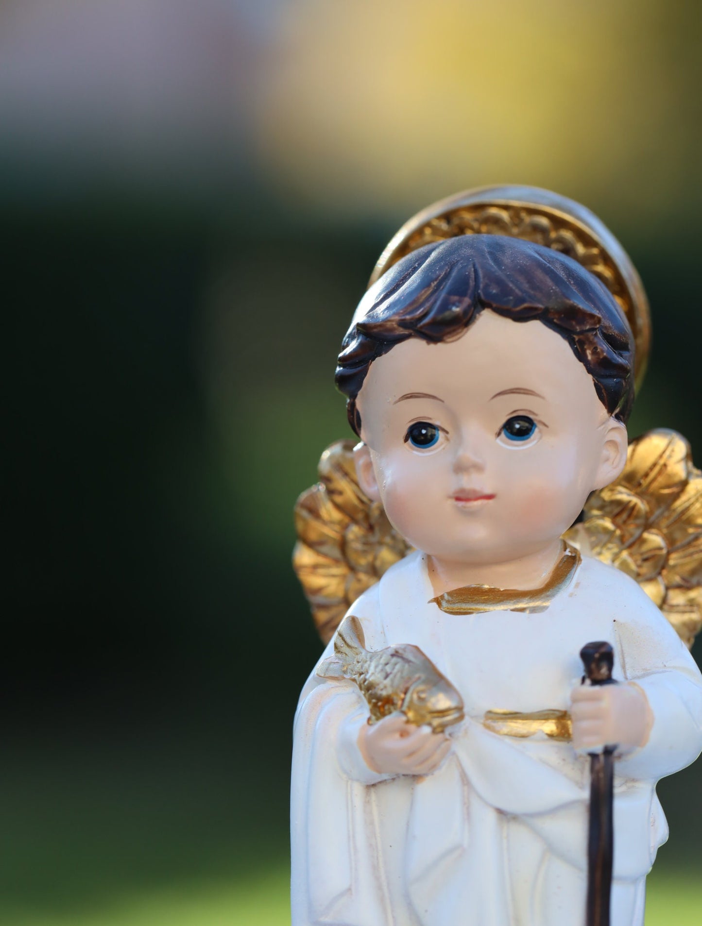 Estatua en miniatura del arcángel de San Rafael, estatua de la colección de bebés de San Rafael, Pequeña estatua de resina de San Rafael de Medjugorje