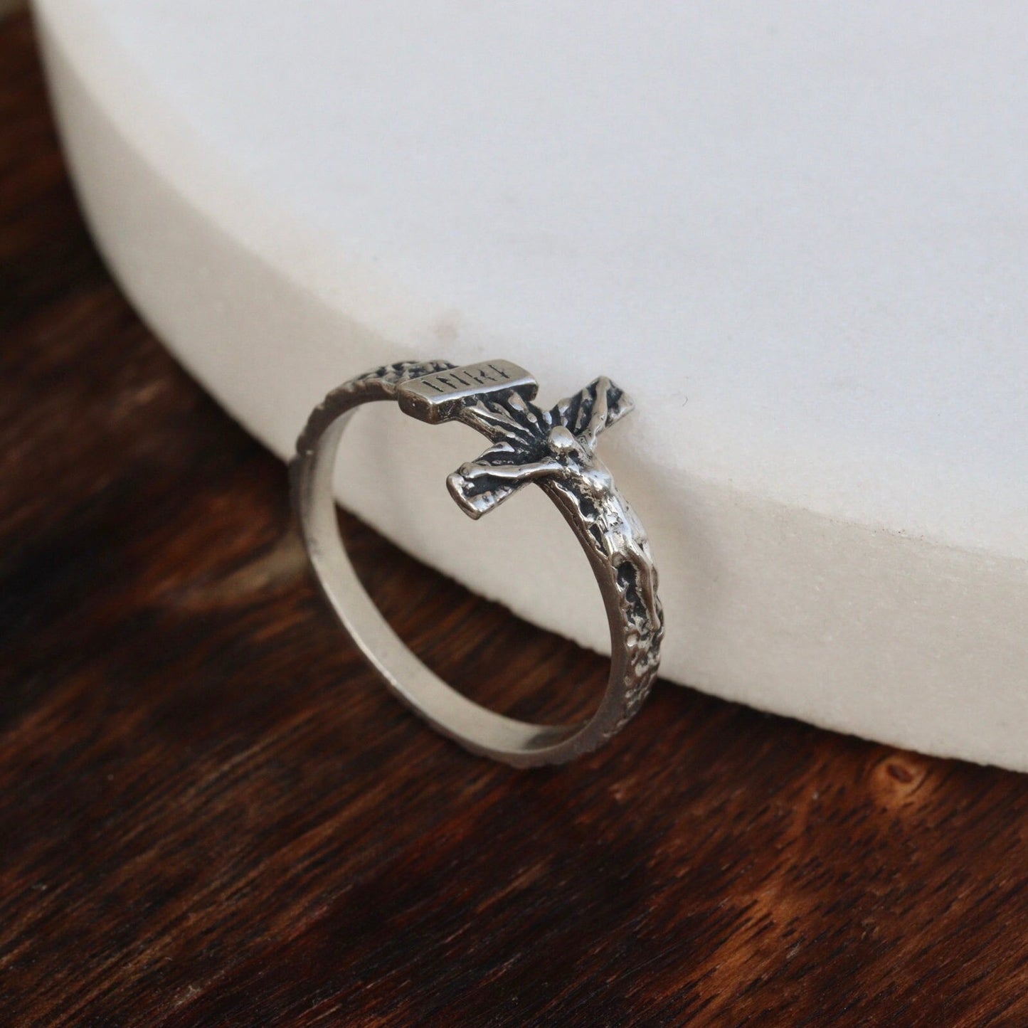 Anillo crucifijo plata vintage, plata de primera ley con cruz, anillo crucifijo con Jesucristo, anillo cruz plata antigua, anillo cruz para hombre