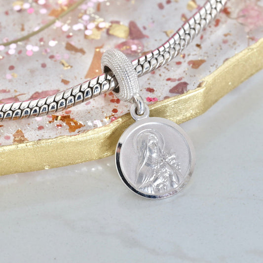 Santa Teresa de Ávila esterlina Pandora se adapta al encanto de plata, Pandora por igual encanto católico, colgante católico de Santa Teresa para pulsera de plata