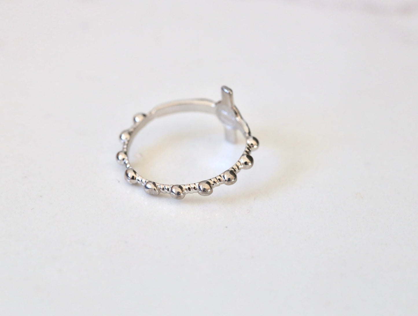 Anillo de rosario de San Benito de plata de ley, anillo de oración de cuentas de rosario, anillo de rosario católico, anillo de rosario delicado, anillo de Medjugorje en miniatura