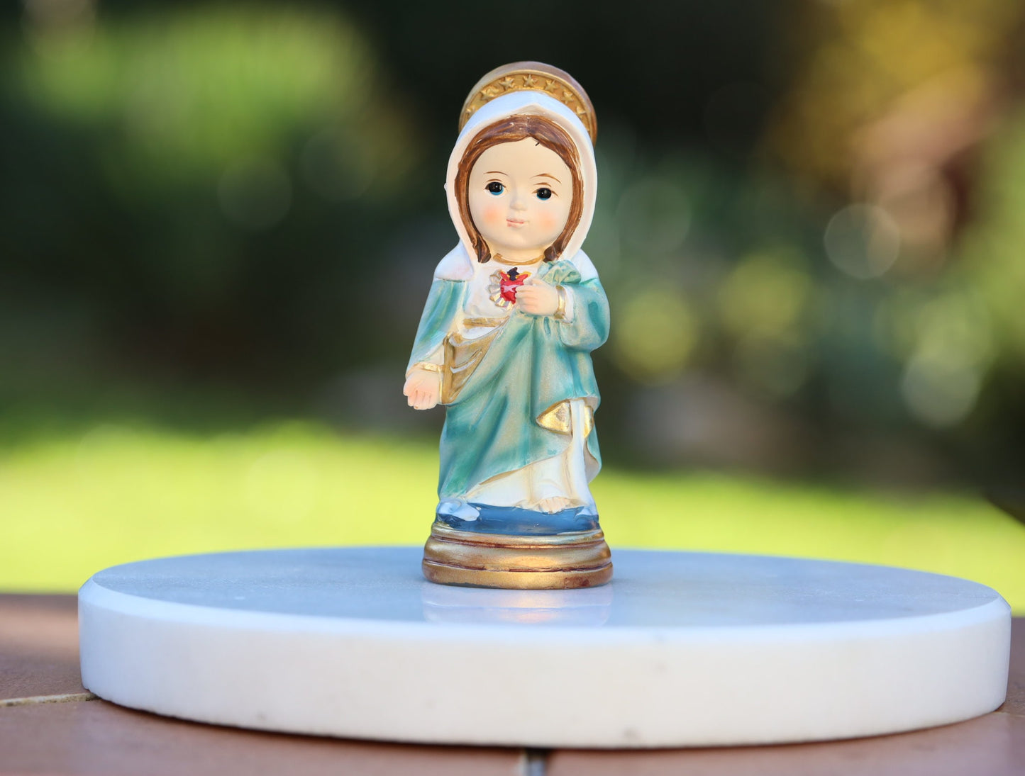 Estatua en miniatura de Nuestra Señora del Inmaculado Corazón, estatua pintada a mano del Sagrado Corazón de Nuestra Señora. Estatua en miniatura de Medjugorje, estatua de colección de bebés