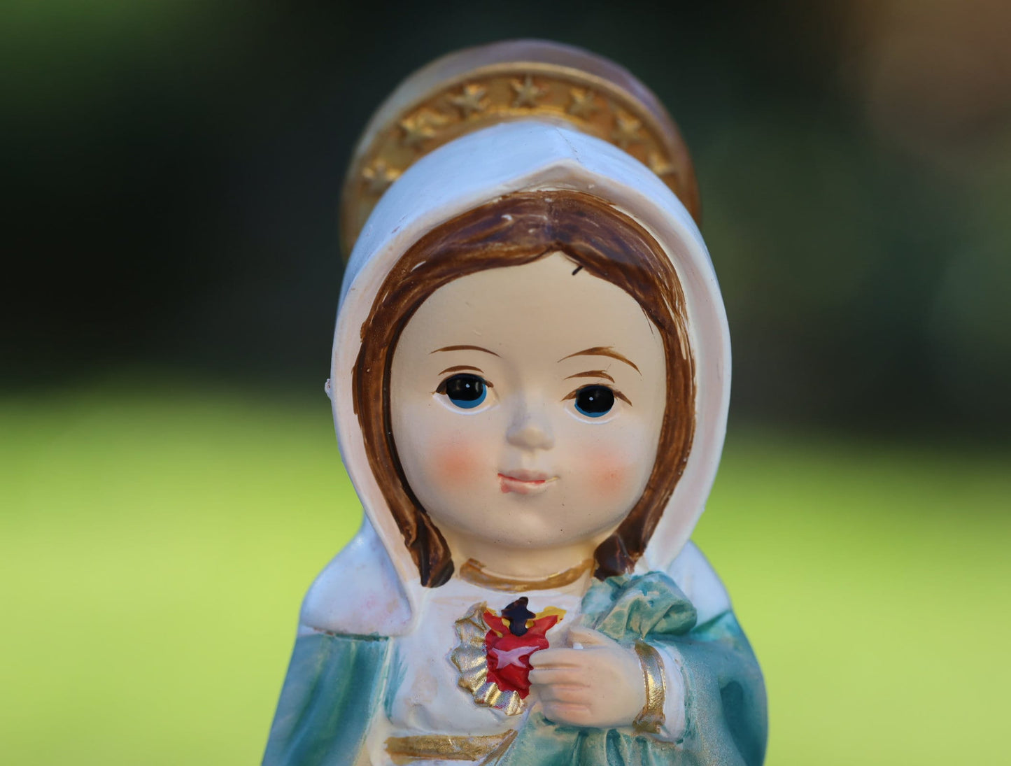 Estatua en miniatura de Nuestra Señora del Inmaculado Corazón, estatua pintada a mano del Sagrado Corazón de Nuestra Señora. Estatua en miniatura de Medjugorje, estatua de colección de bebés