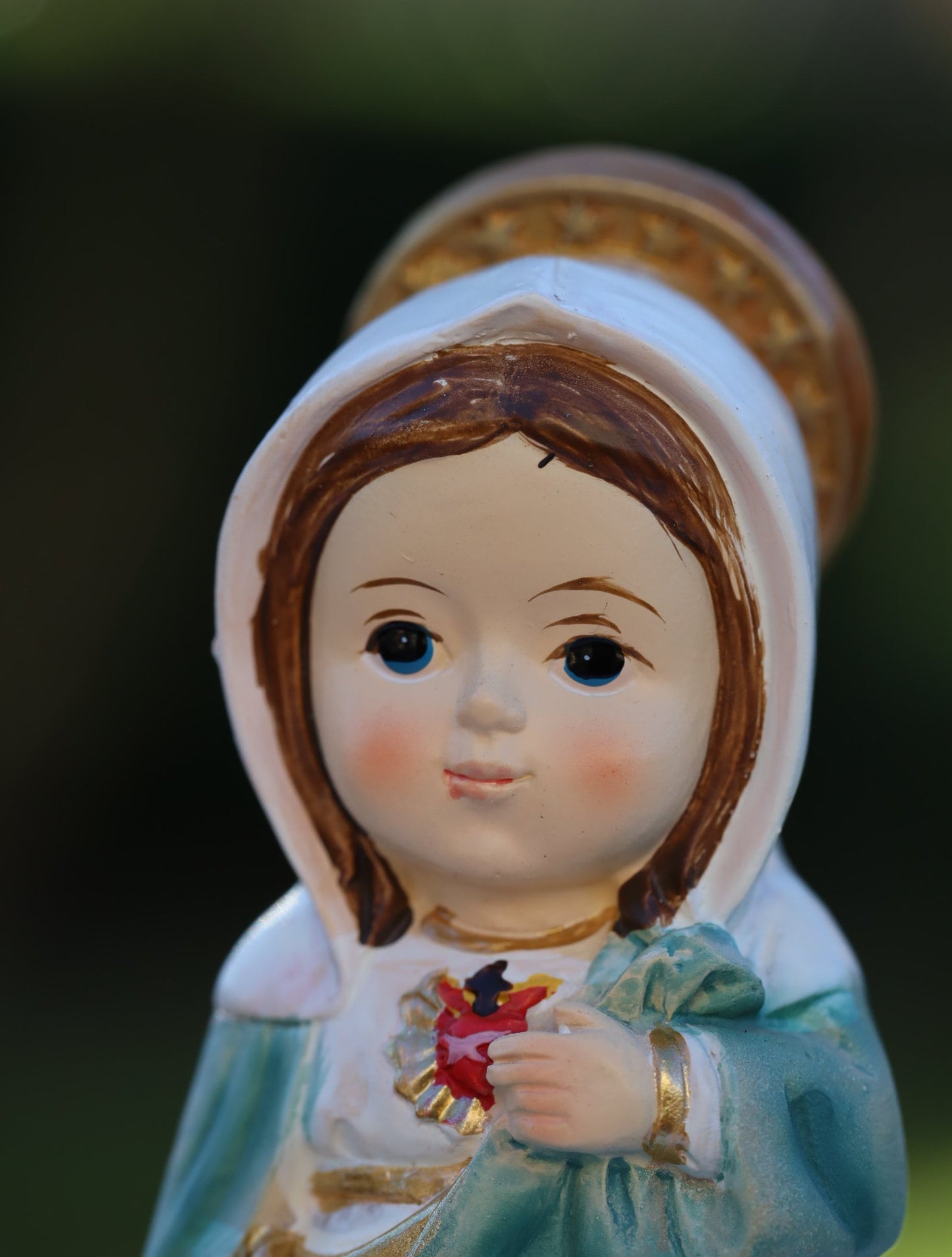 Estatua en miniatura de Nuestra Señora del Inmaculado Corazón, estatua pintada a mano del Sagrado Corazón de Nuestra Señora. Estatua en miniatura de Medjugorje, estatua de colección de bebés