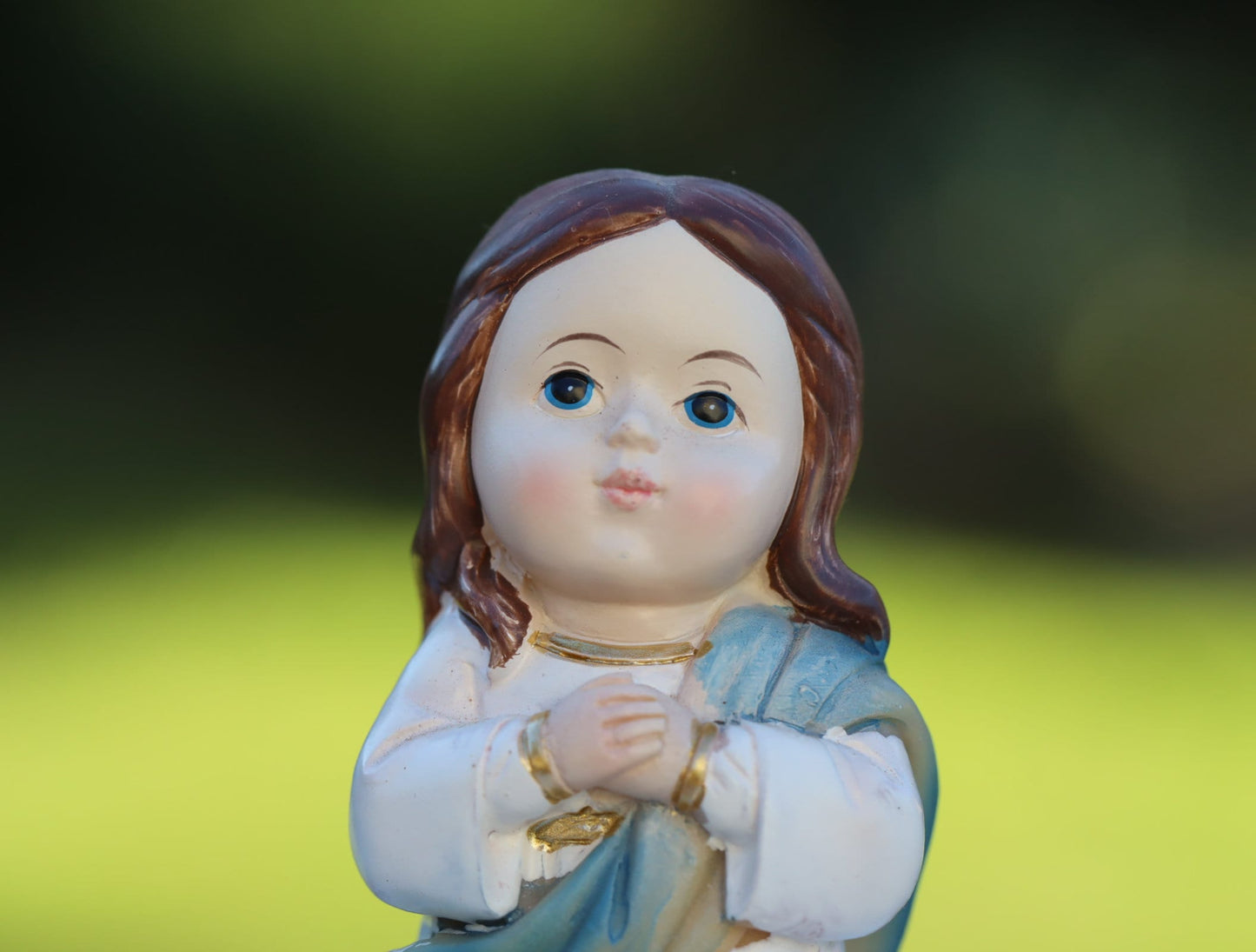 Assumption of Our Lady statue, Miniature statue of Virgin Mary Assumption to heaven, Medjugorje miniature baby collection statue in resin
