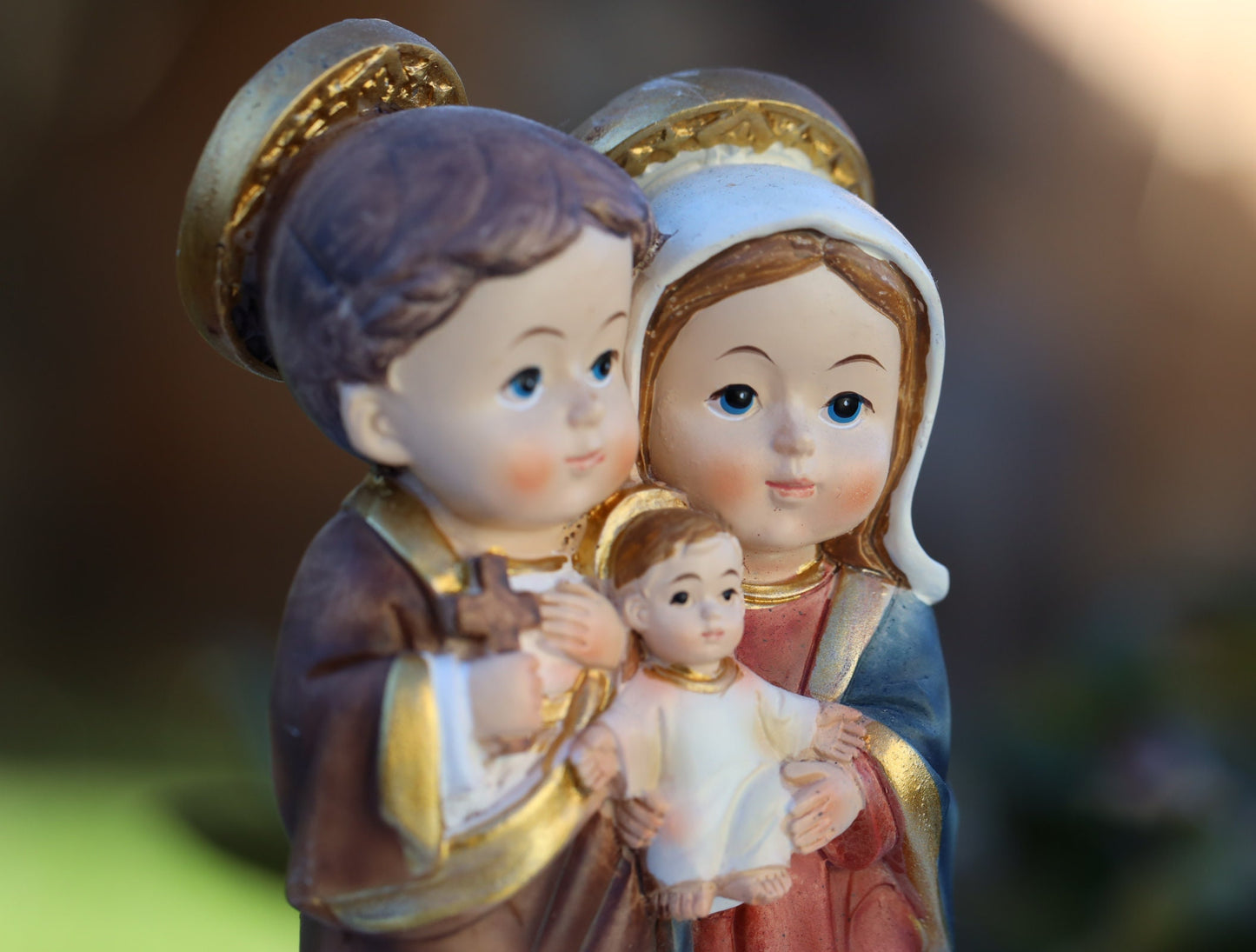 Estatua de colección de bebé en miniatura de la Sagrada Familia, pequeña estatua de la Sagrada Familia, estatua de la Sagrada Familia pintada a mano en resina de Medjugorje