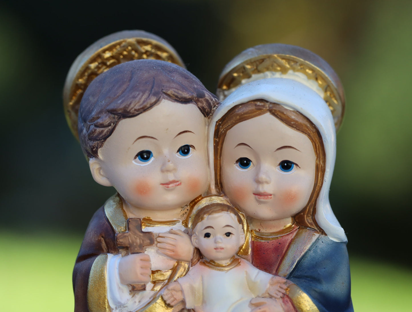 Estatua de colección de bebé en miniatura de la Sagrada Familia, pequeña estatua de la Sagrada Familia, estatua de la Sagrada Familia pintada a mano en resina de Medjugorje