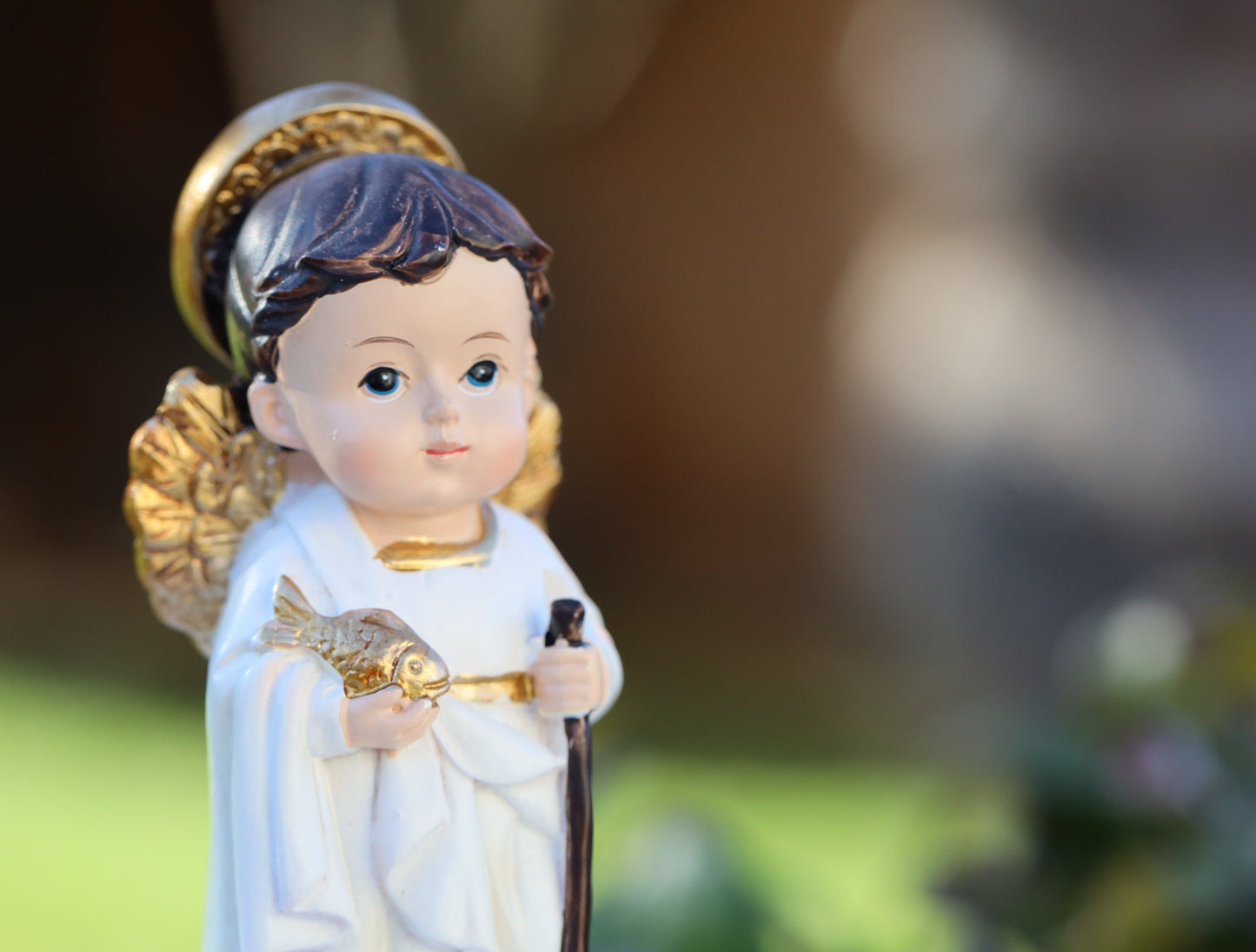 Estatua en miniatura del arcángel de San Rafael, estatua de la colección de bebés de San Rafael, Pequeña estatua de resina de San Rafael de Medjugorje