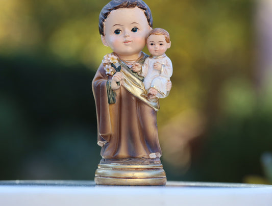 Estatua miniatura de San José, estatua de colección de bebés, estatua protectora de la familia, estatua católica, estatua coleccionable de santo católico